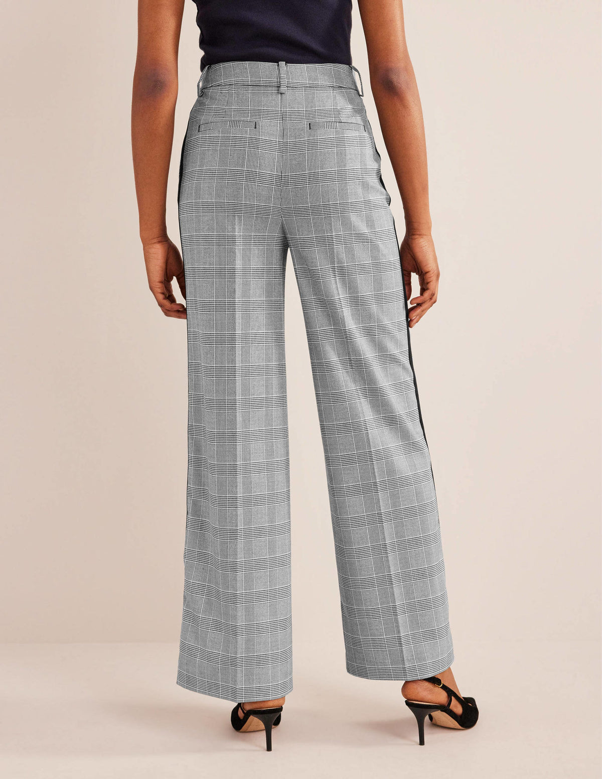 Westbourne Hose mit weitem Bein-Marineblau, Kariert/Seitenstreifen-3