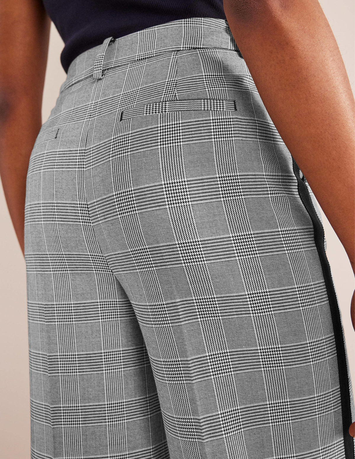 Westbourne Hose mit weitem Bein-Marineblau, Kariert/Seitenstreifen-5