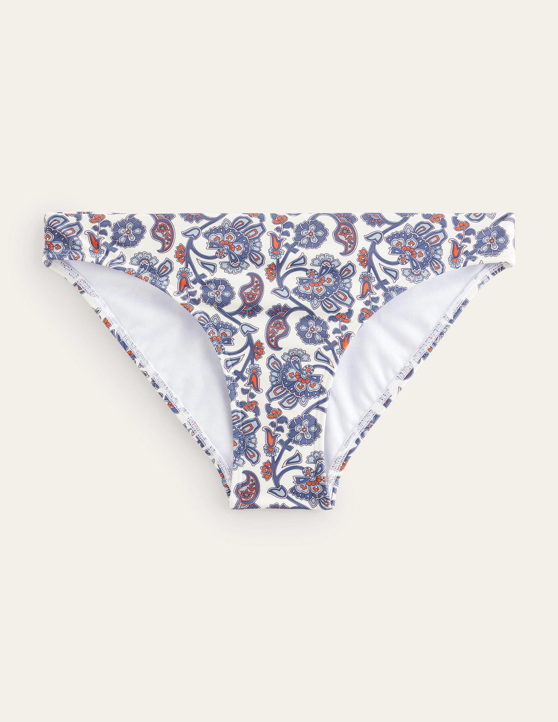 Klassische Bikinihose-Naturweiß/Blau, Paisleymuster-11