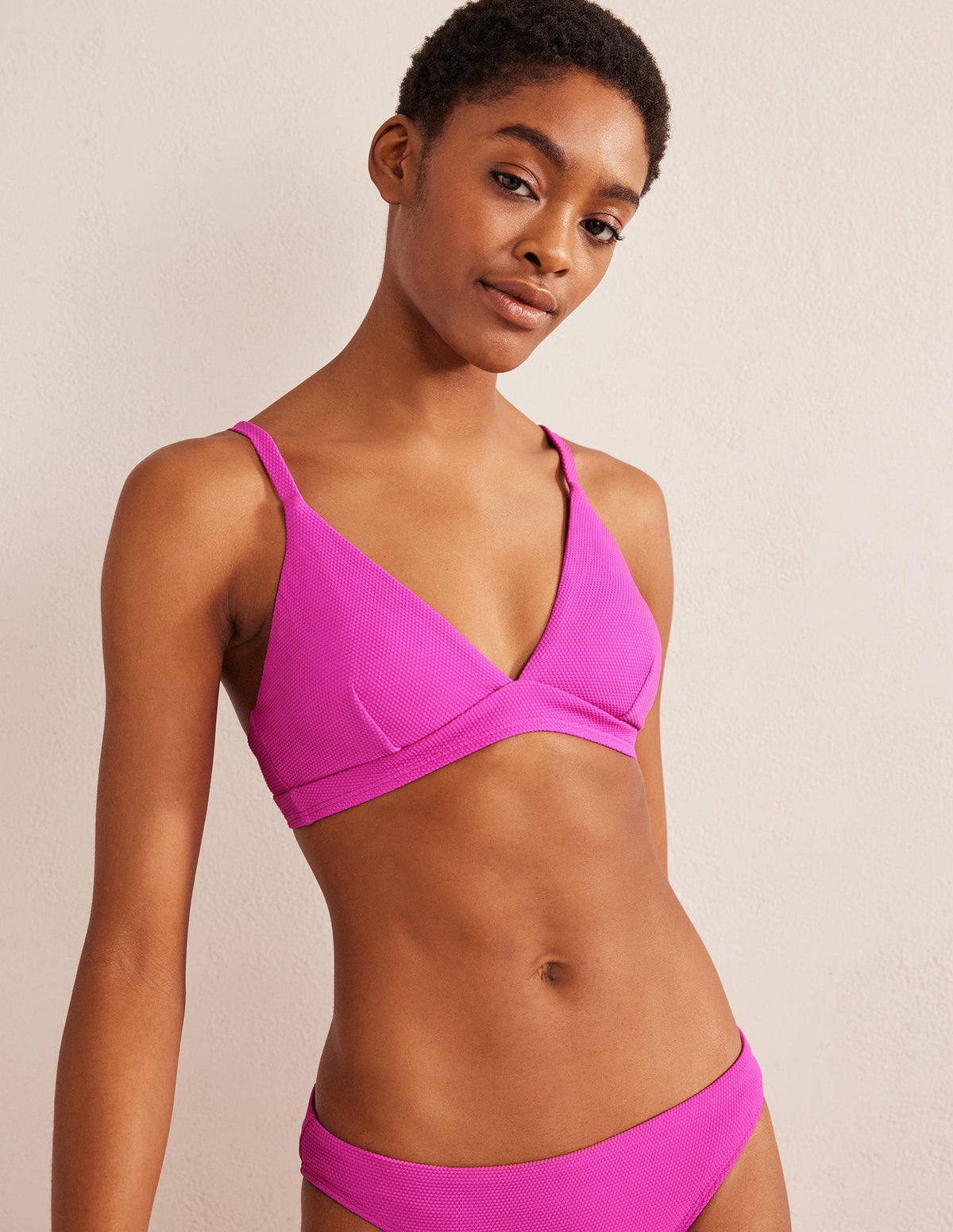 Arezzo Bikinioberteil mit V-Ausschnitt-Dunkelpink/Honiggelb - Image 1