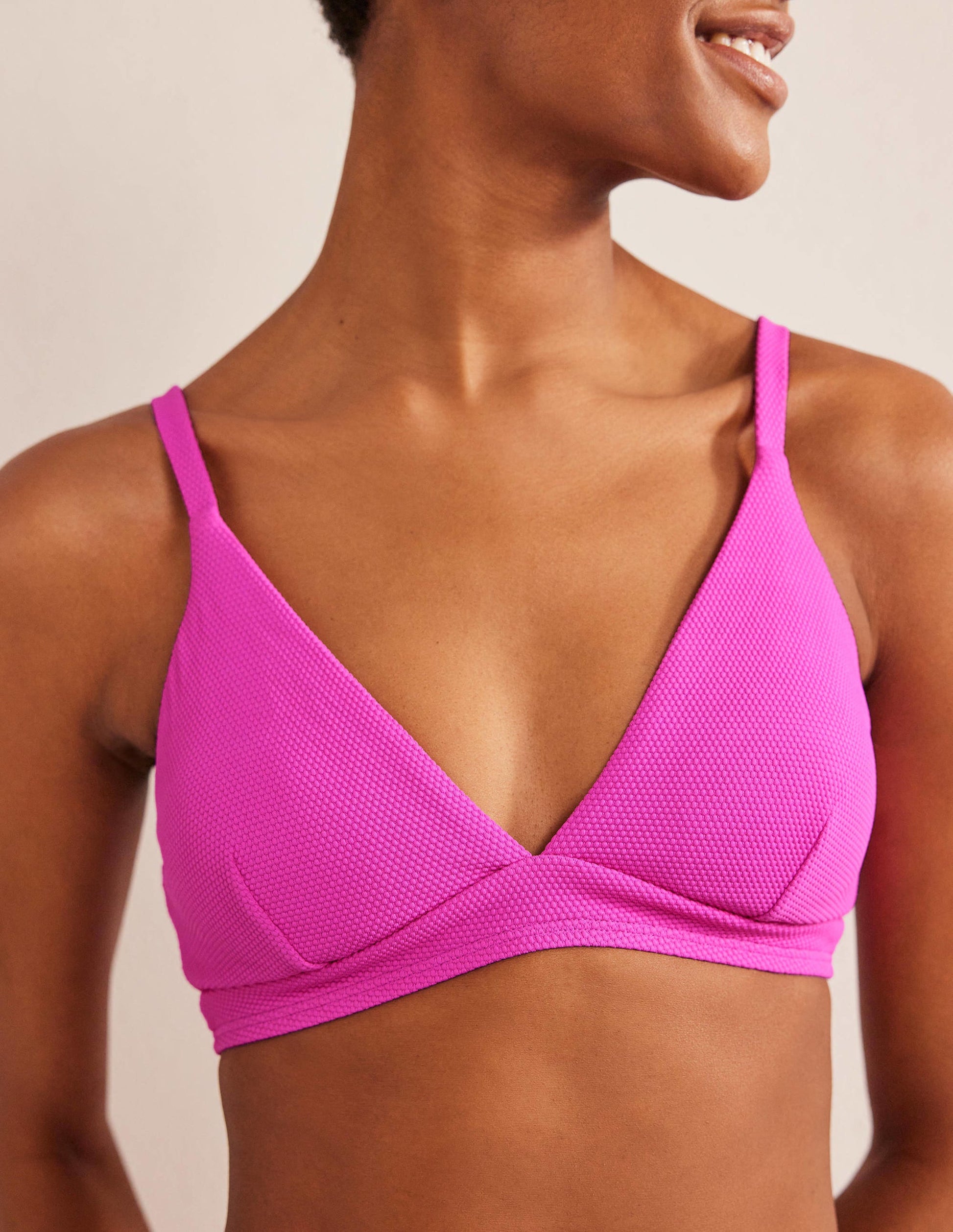 Arezzo Bikinioberteil mit V-Ausschnitt-Dunkelpink/Honiggelb-2