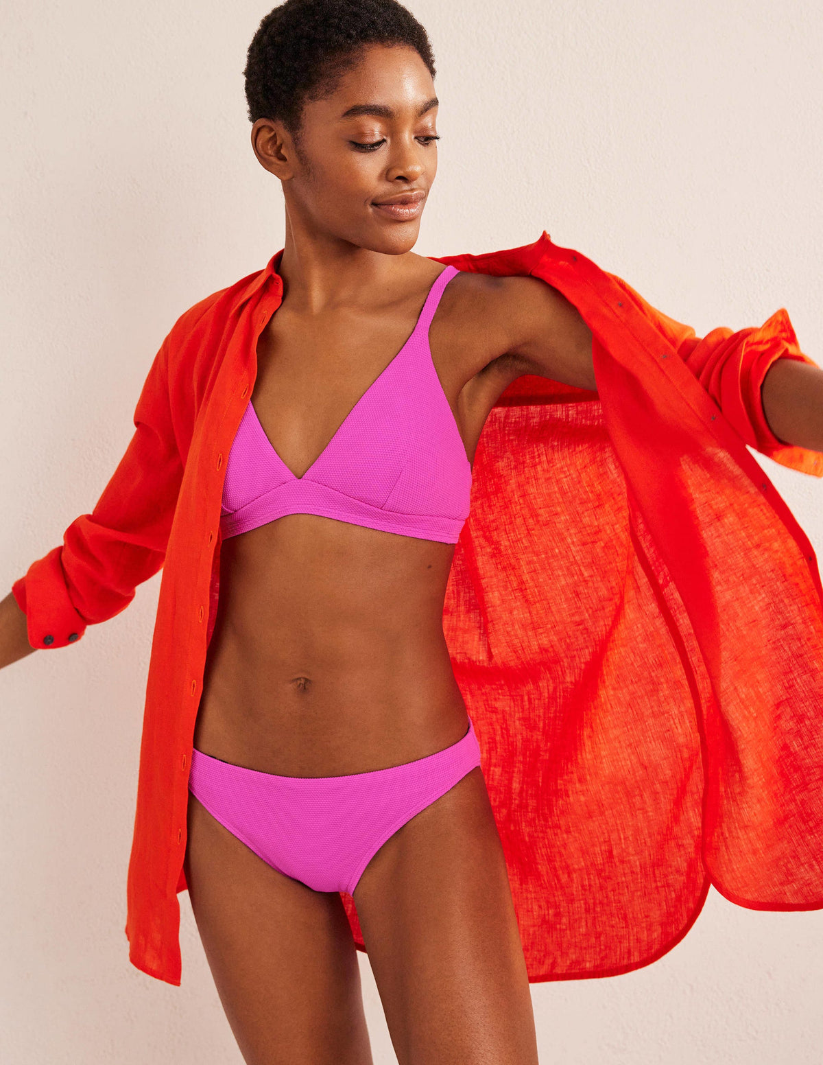 Arezzo Bikinioberteil mit V-Ausschnitt-Dunkelpink/Honiggelb - Image 4