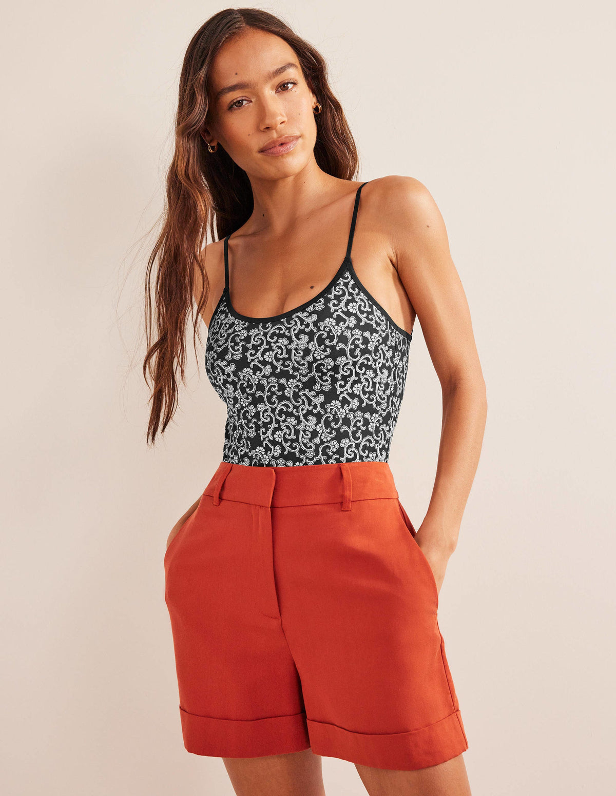Scoop Tie Back Swimsuit-Nero, Swirl Sprig-4