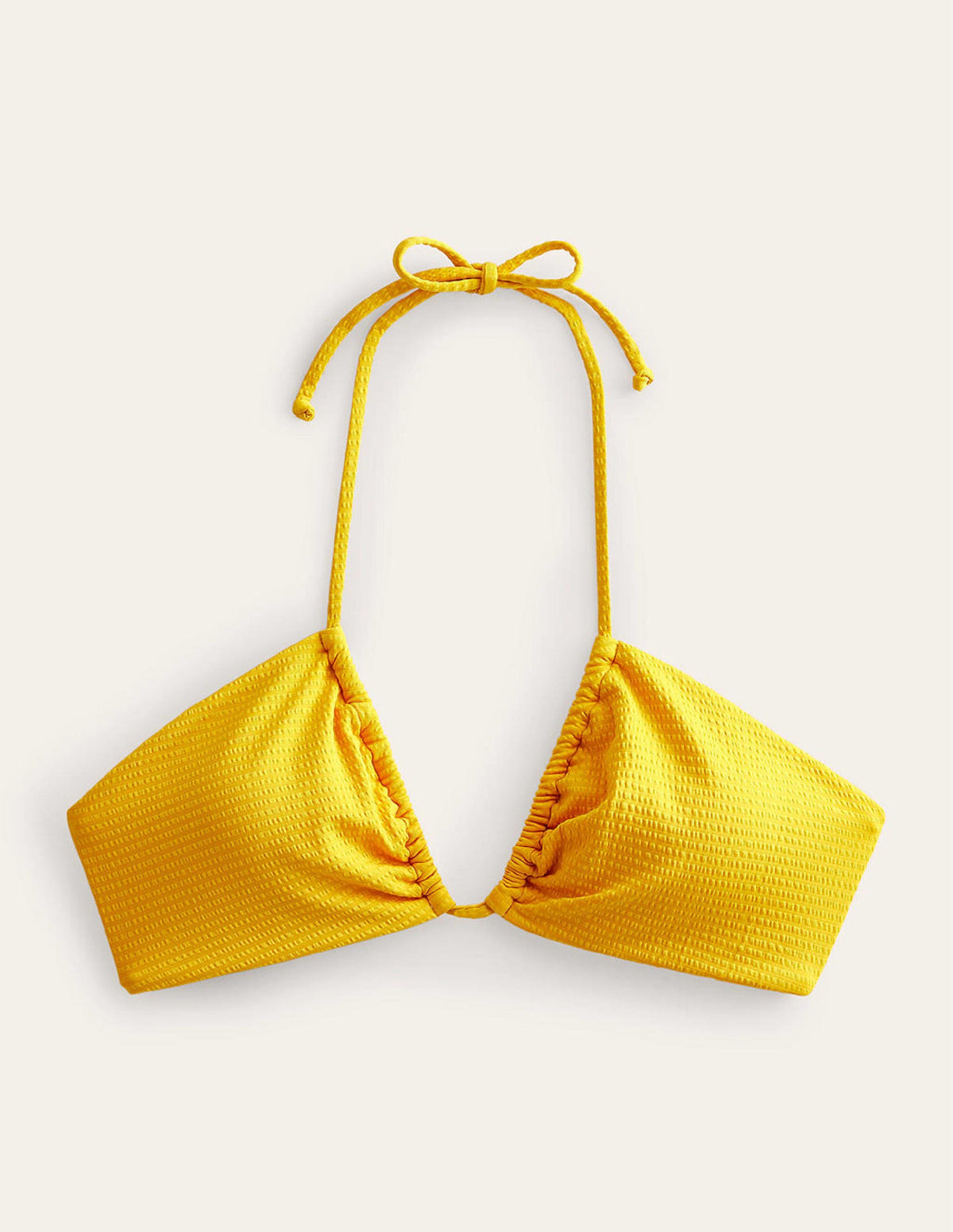 Cut-out-Bikini mit Raffungen und Bändern-Safrangelb, Seersucker - Image 5