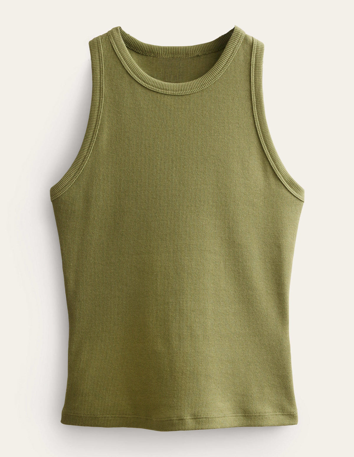 Cotton Ribbed Vest-Washed Khaki - Image 5