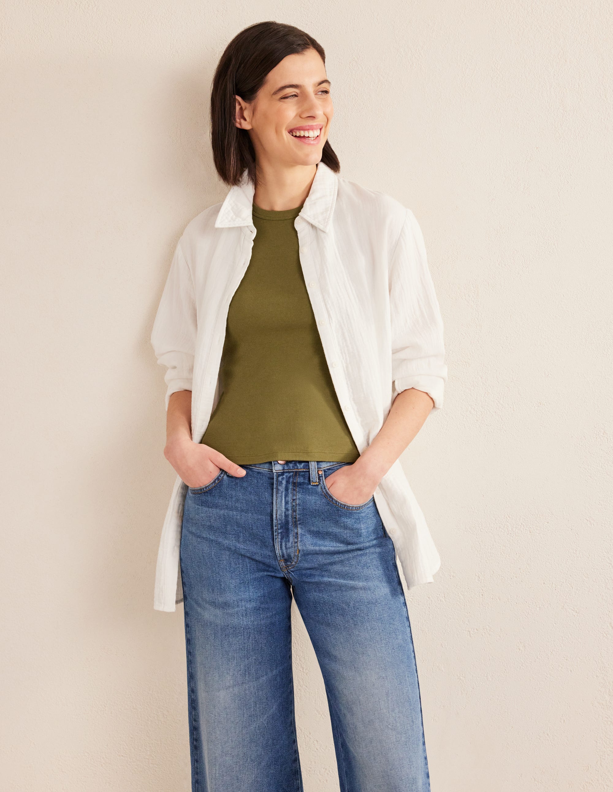 Cotton Ribbed Vest-Washed Khaki - Image 4