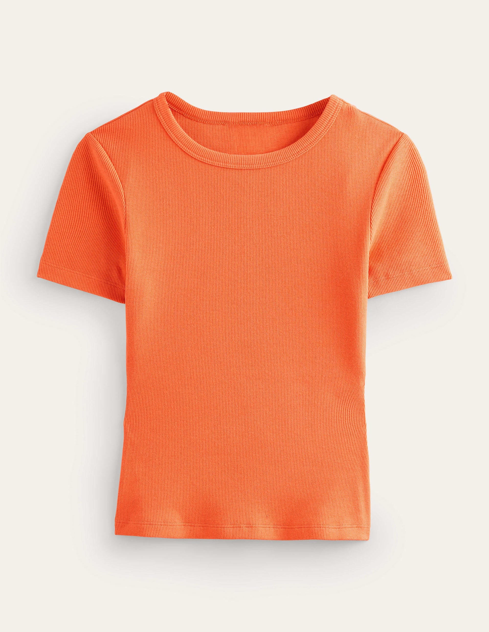 T-Shirt aus Baumwoll-Rippstrick-Gedecktes Orange - Image 5