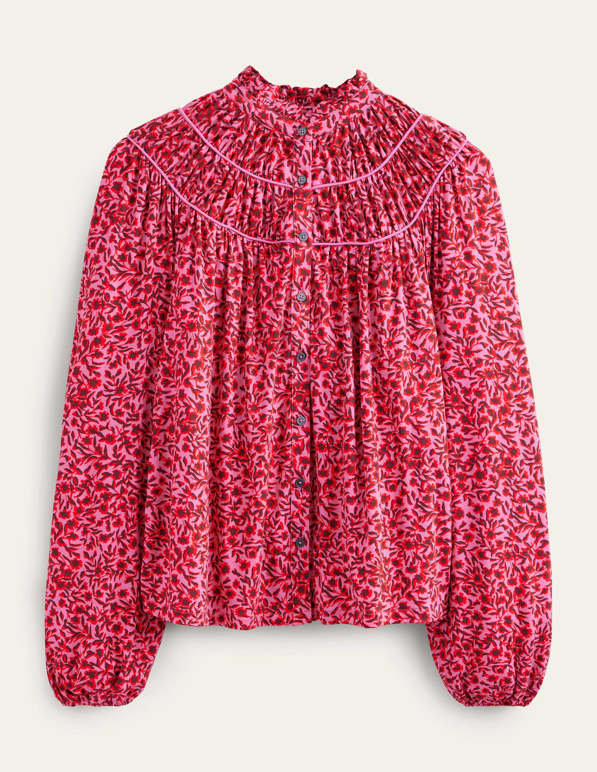 Chemise en jersey avec empiècement froncé-Gin fizz, motif Abstract Vine-5