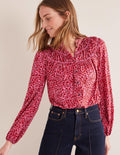 Chemise en jersey avec empiècement froncé-Gin fizz, motif Abstract Vine