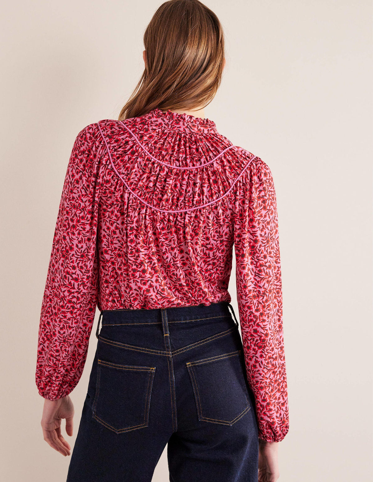 Chemise en jersey avec empiècement froncé-Gin fizz, motif Abstract Vine - Image 3