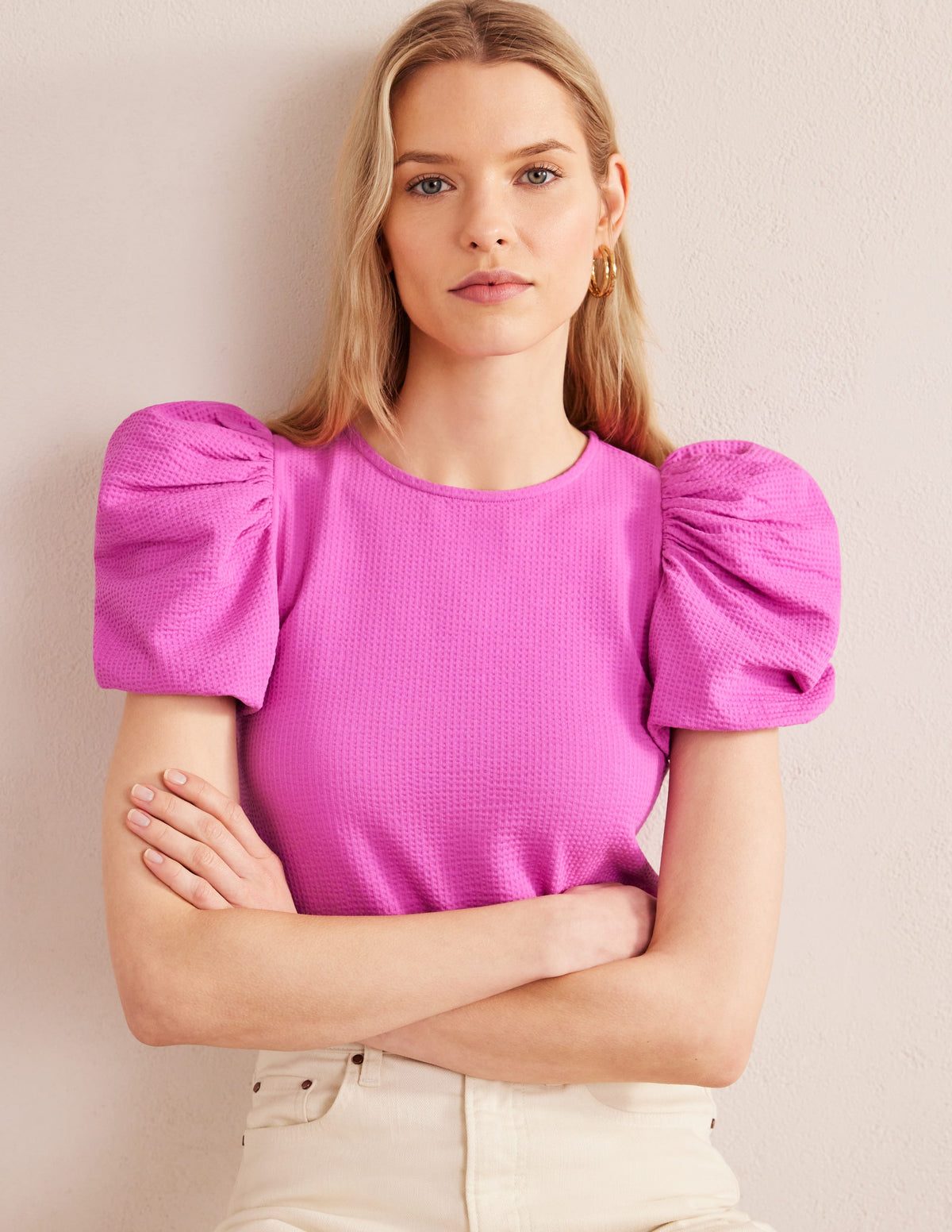 Jerseyoberteil mit Puffärmeln-Magenta - Image 4