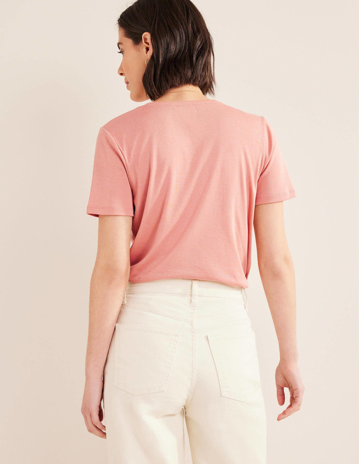 Jersey-T-Shirt mit Rundhalsausschnitt-Rosa - Image 3