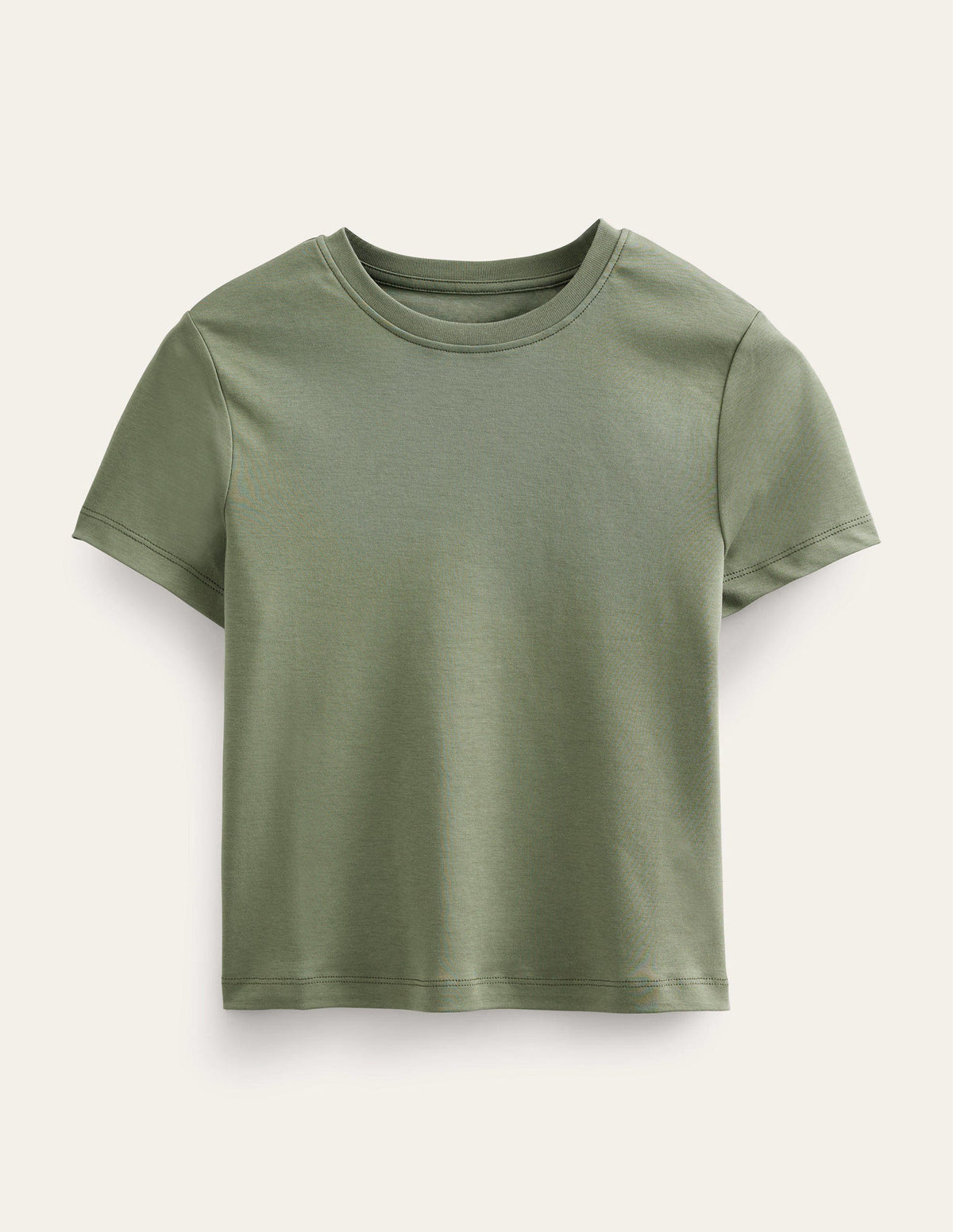 Kurz geschnittenes Baumwoll-T-Shirt-Fichtengrün-5