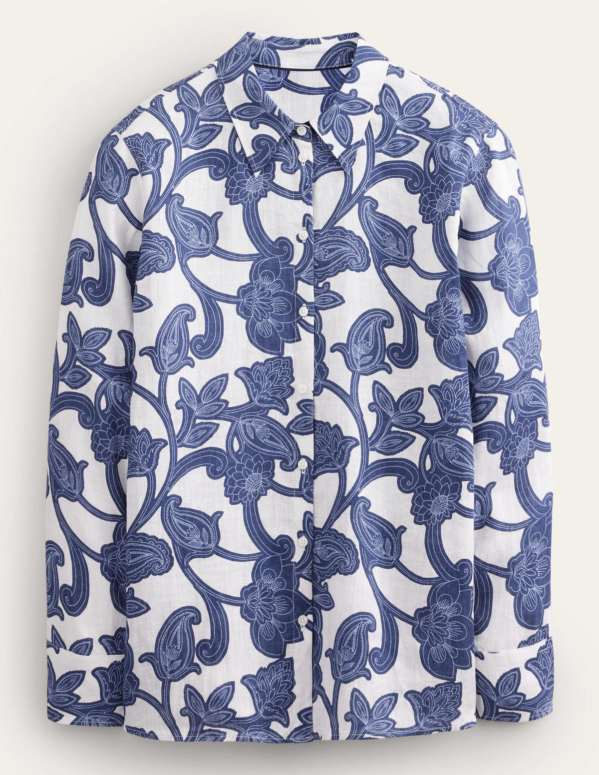 Neues Leinenhemd-Blau, Geschwungenes Paisleymuster - Image 5