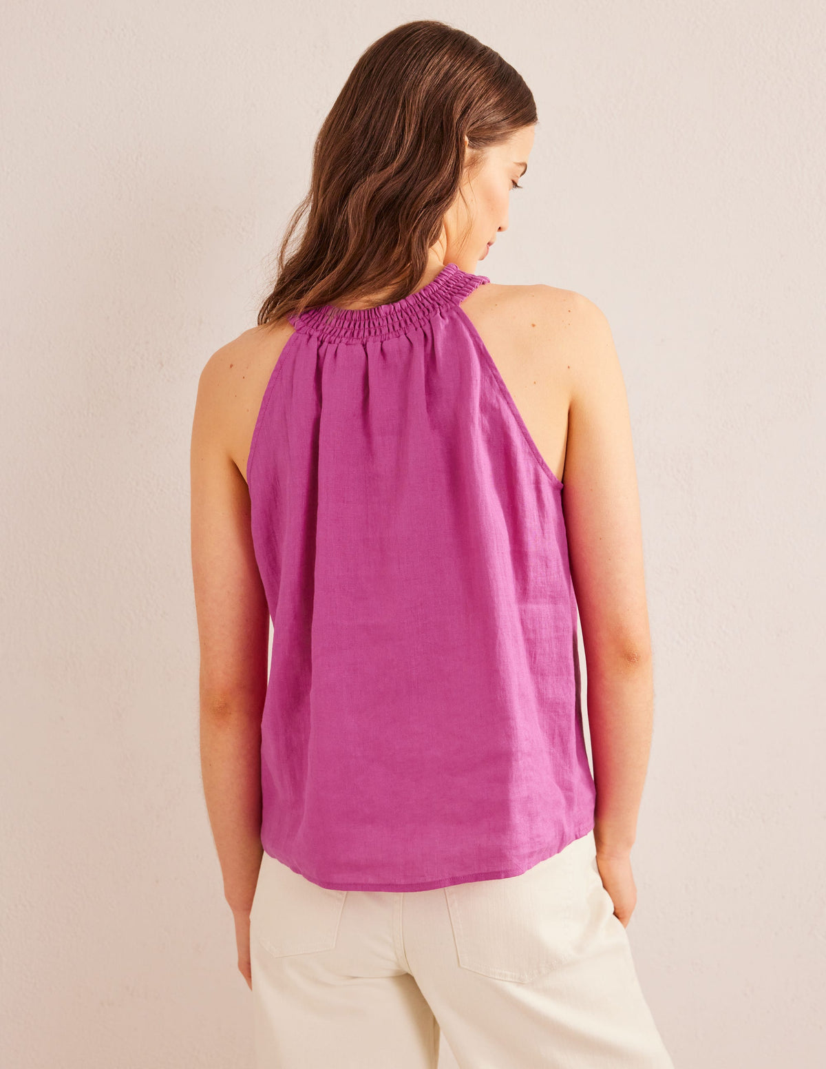 Gesmoktes Neckholder-Oberteil-Magenta - Image 3