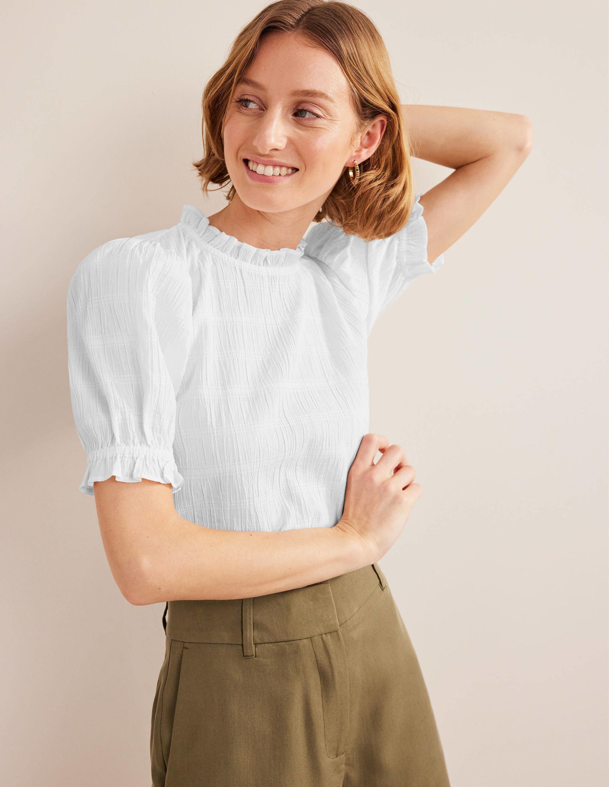 Fitted Textured Top-White - Image 4