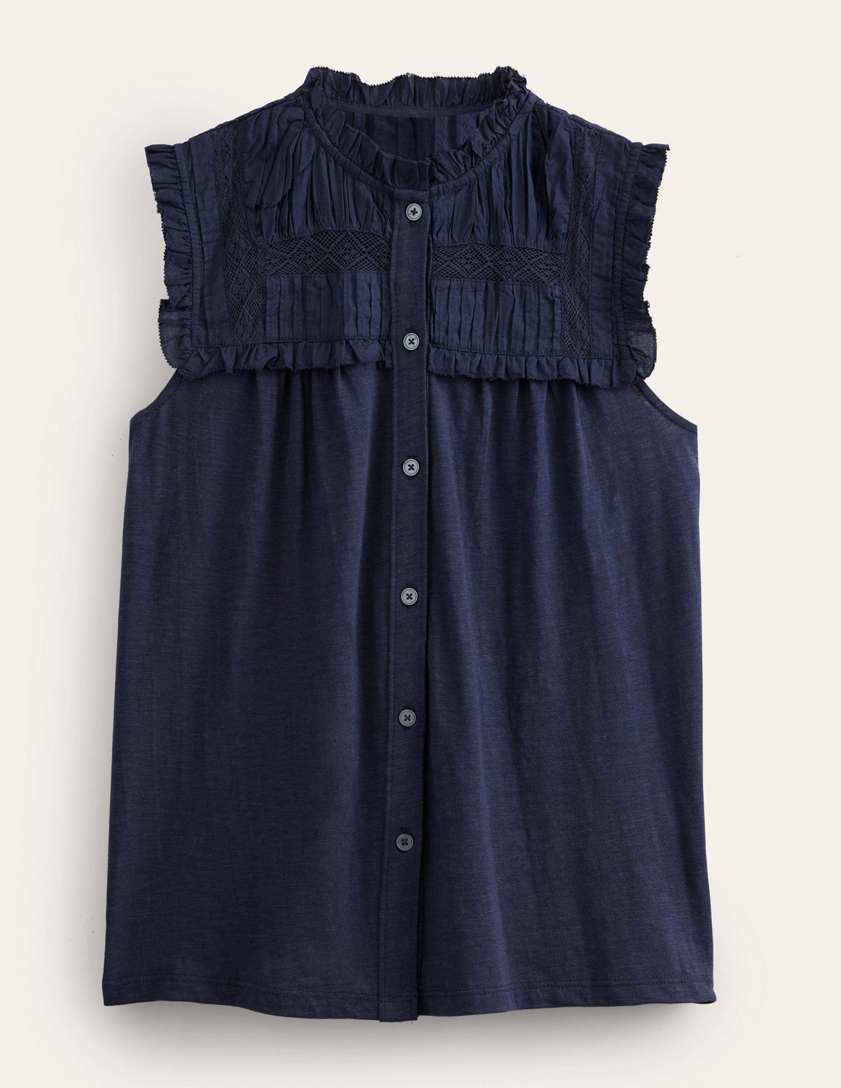 Jerseyhemd mit verzierter Passe-Marineblau-5