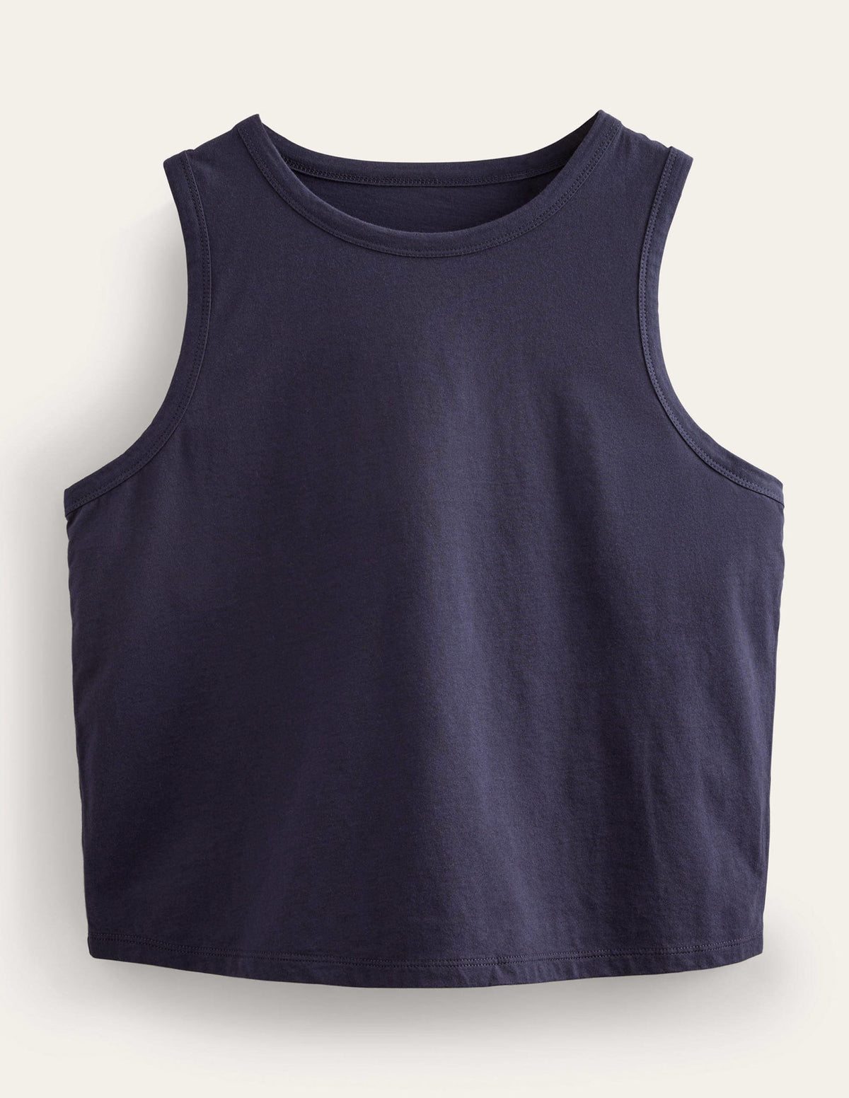 Kurz geschnittenes Baumwoll-Tanktop-Marineblau-5