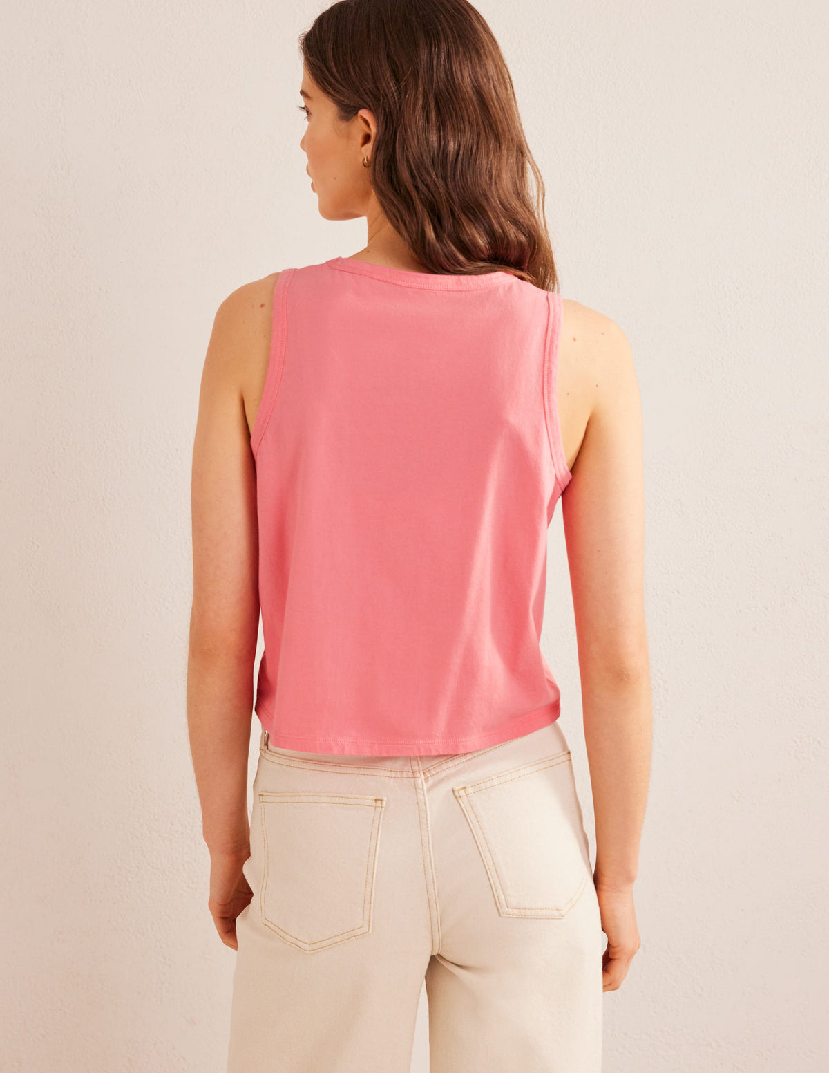 Kurz geschnittenes Baumwoll-Tanktop-Pfirsichsorbet - Image 3