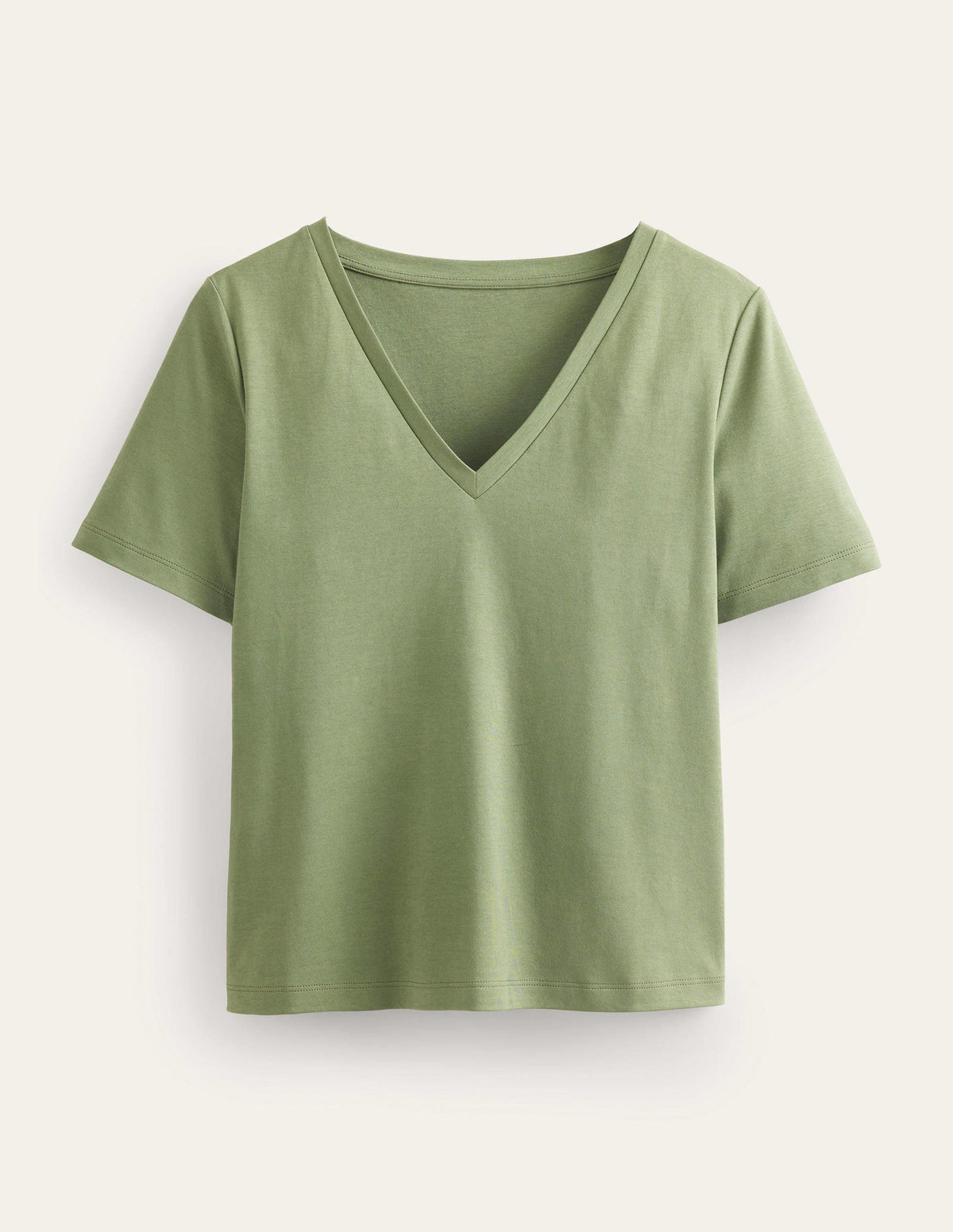 Kastenförmiges T-Shirt mit V-Ausschnitt-Fichtengrün - Image 5