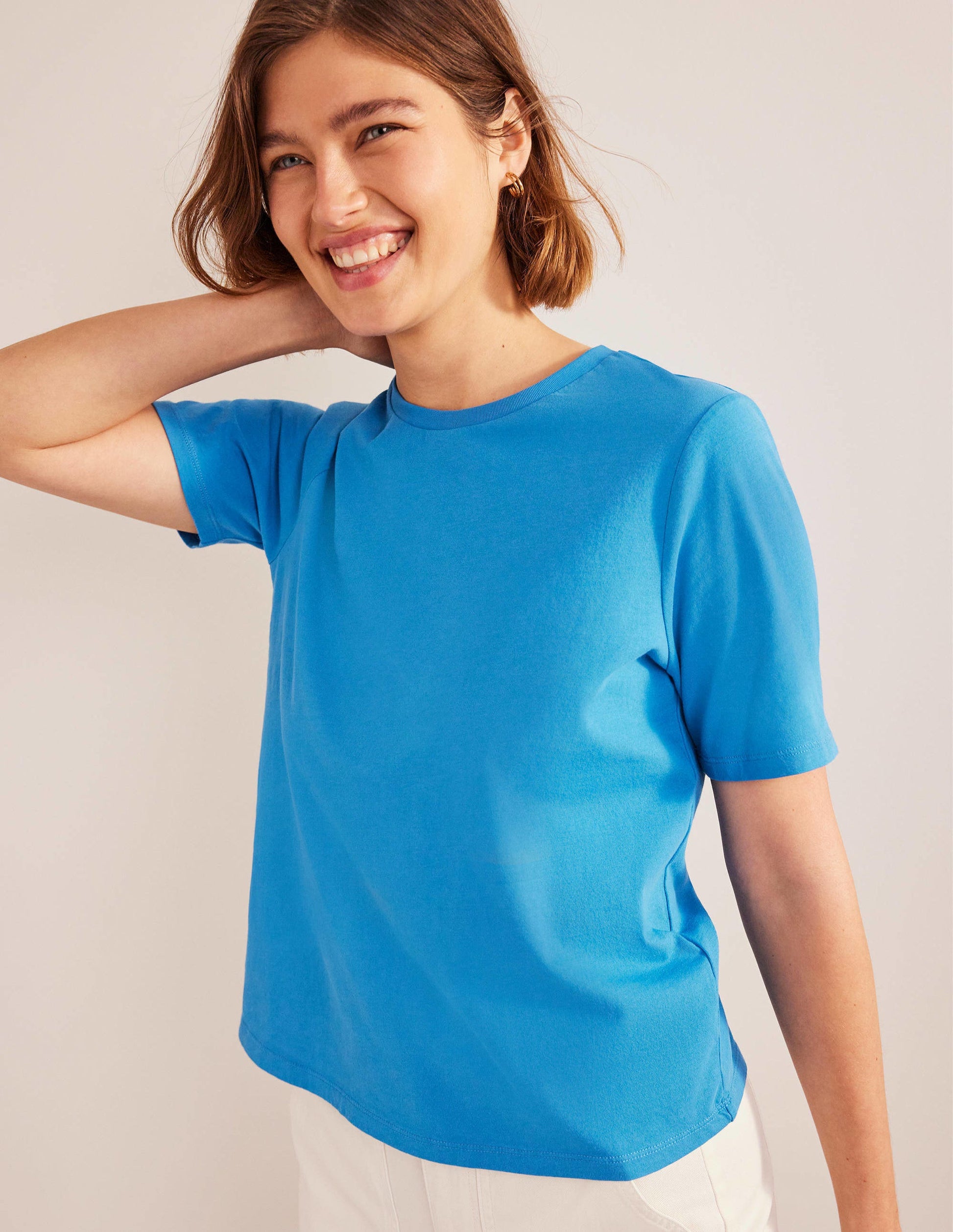 Leichtes Rundhals-T-Shirt-Chinesisches Blau-4