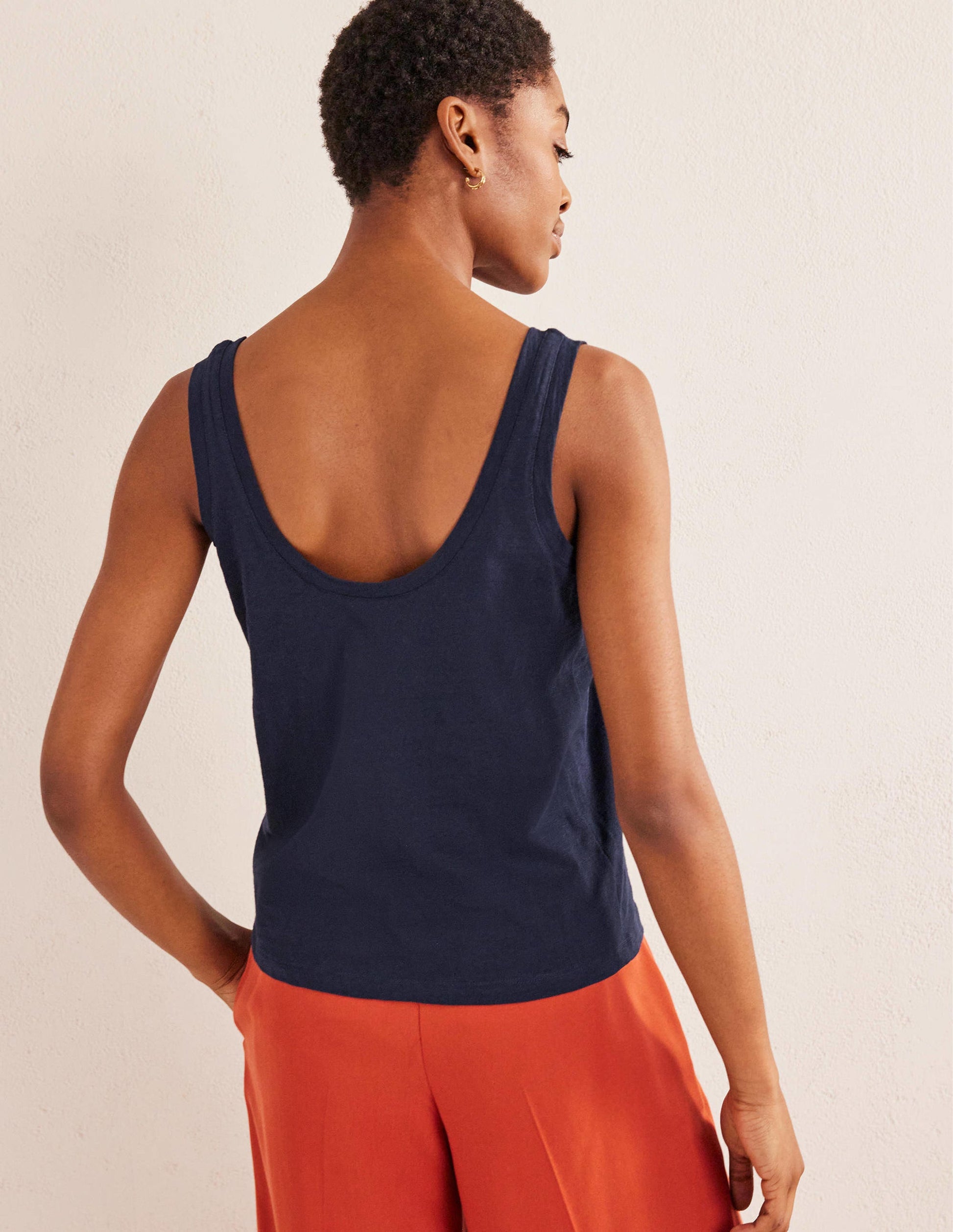 Lässiges Trägershirt mit Rundhalsausschnitt-Marineblau-2