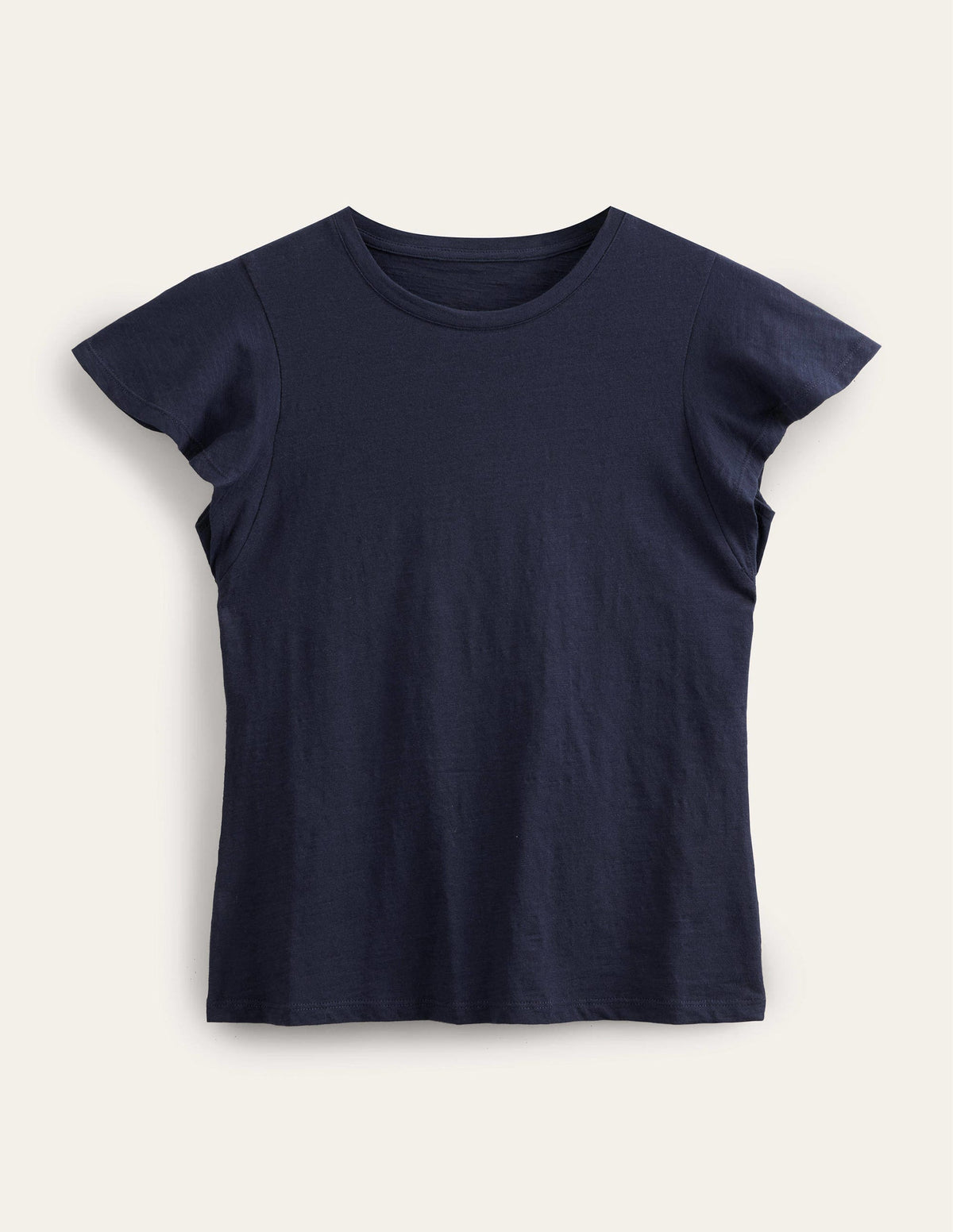 T-Shirt mit Rundhalsausschnitt und Flatterdetails-Marineblau - Image 5
