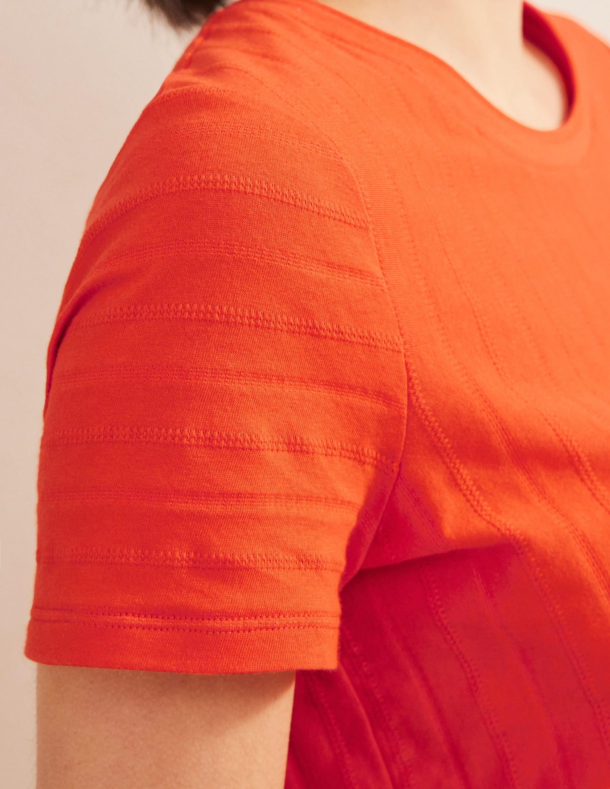 Strukturiertes Jersey-T-Shirt-Zinnoberrot-2