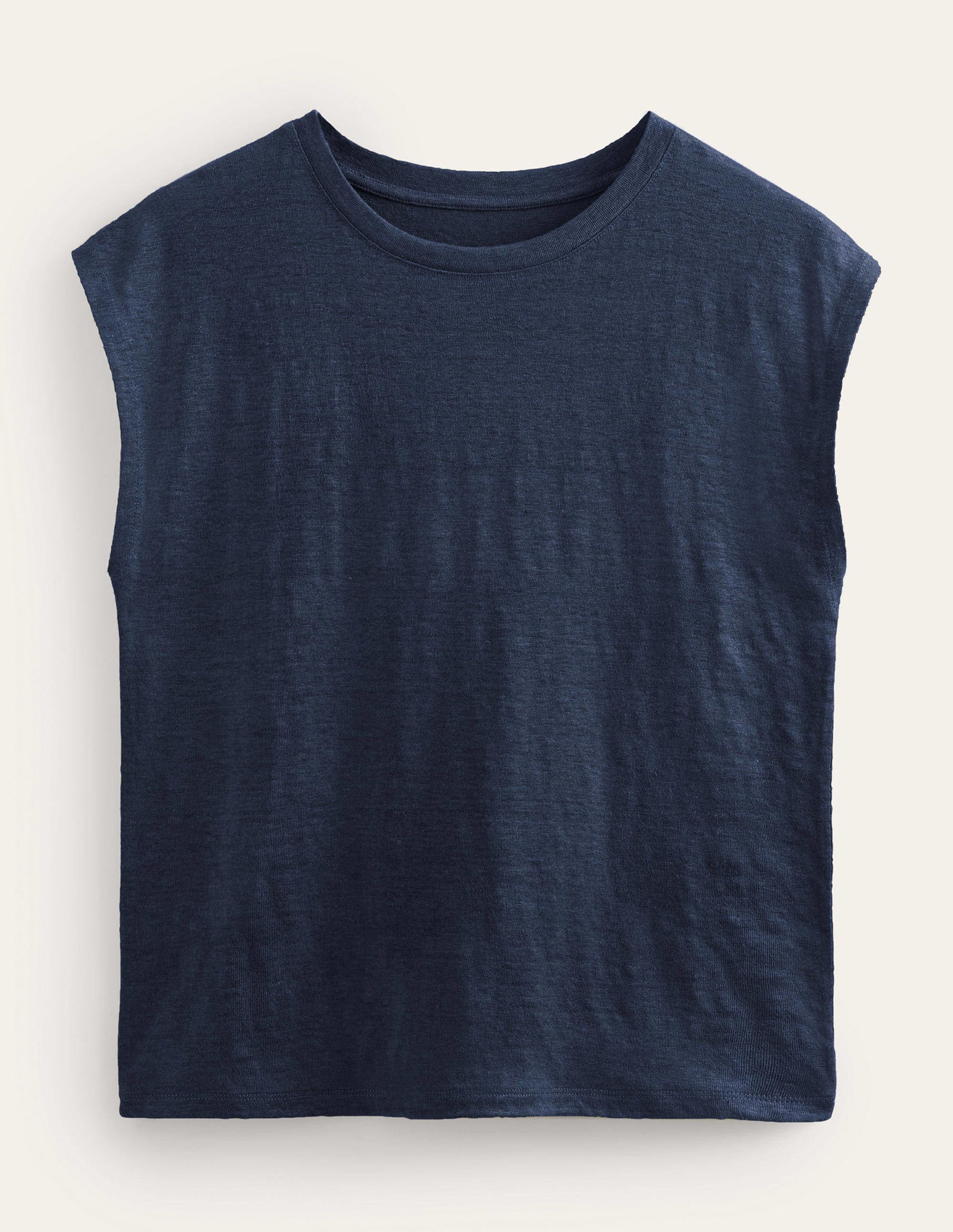 Leinen-T-Shirt mit Rundhalsausschnitt-Marineblau-5