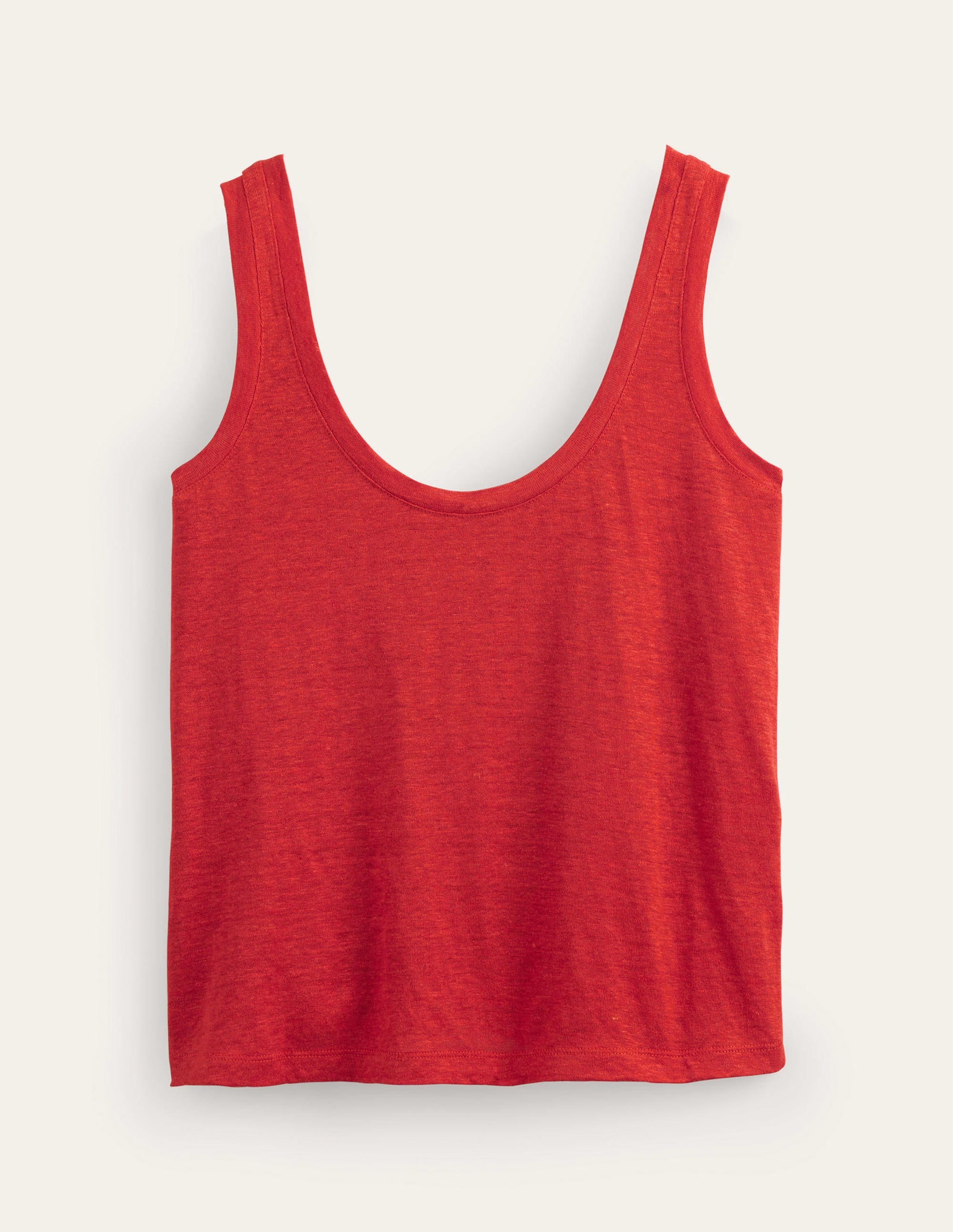 Leinen-Top mit tiefem Rundhalsausschnitt-Tomatenrot - Image 7