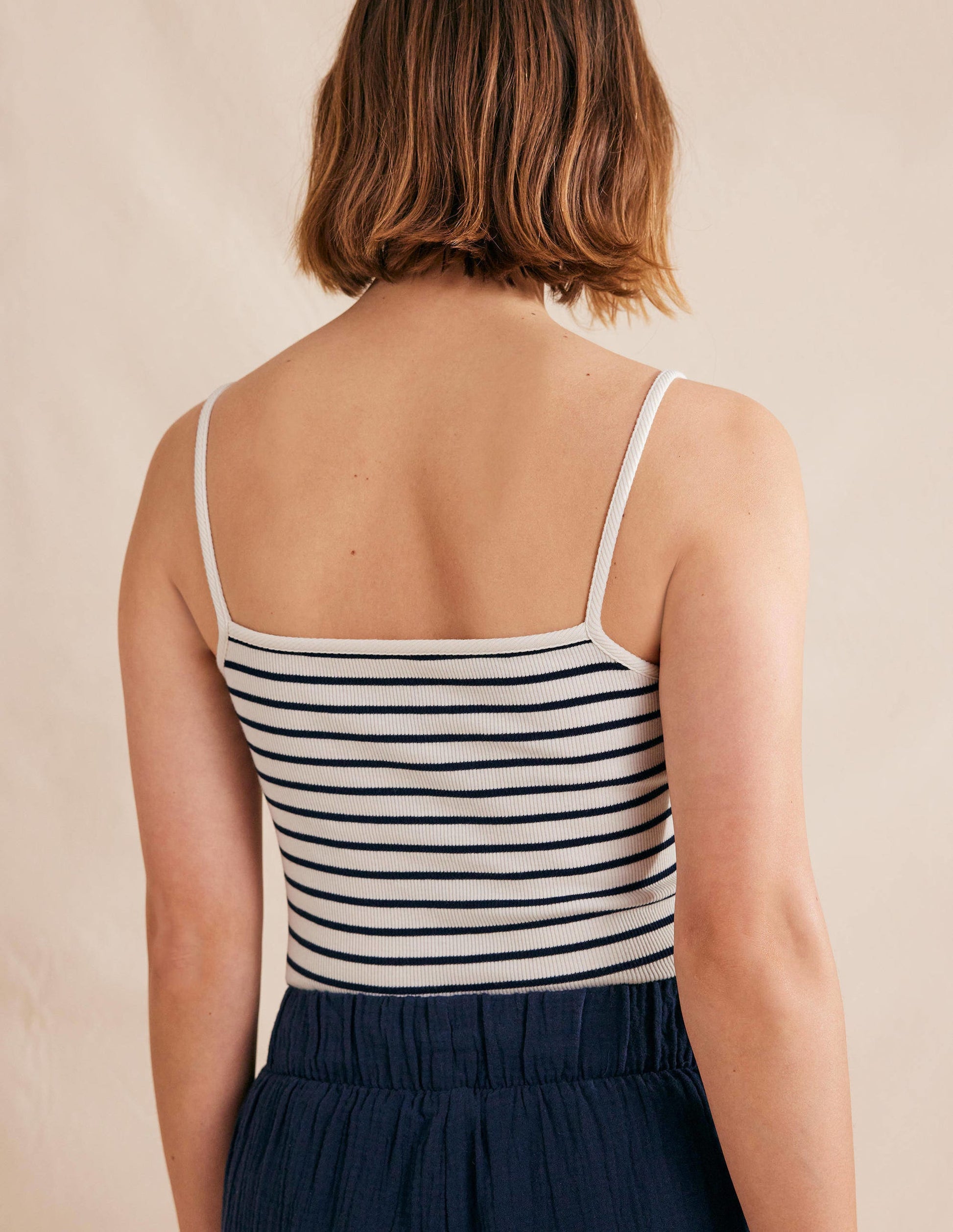 Geripptes Top mit eckigem Ausschnitt-Naturweiß/Navy, Gestreift-3