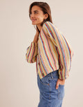 Strukturierte Jacke mit Knöpfen-Naturweiß/Bunt, Gestreift