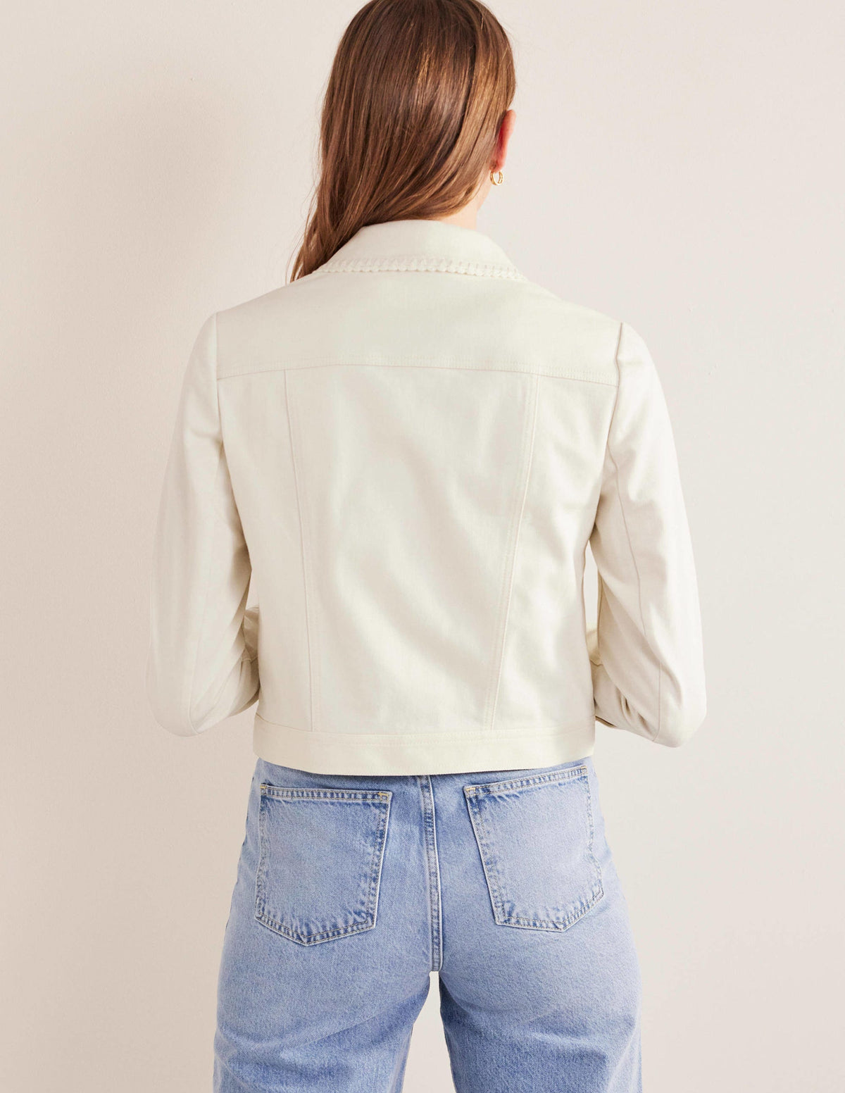 Veste en jean avec détails crochetés-Écru-3