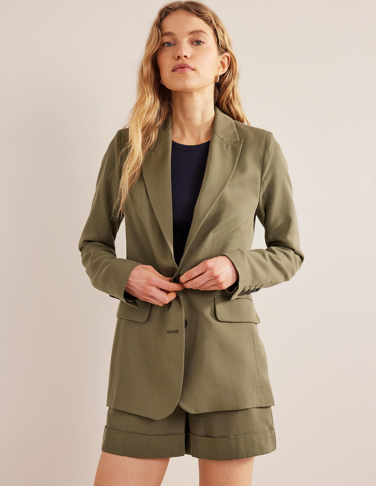 Tencel Relaxed Blazer-Washed Khaki-1