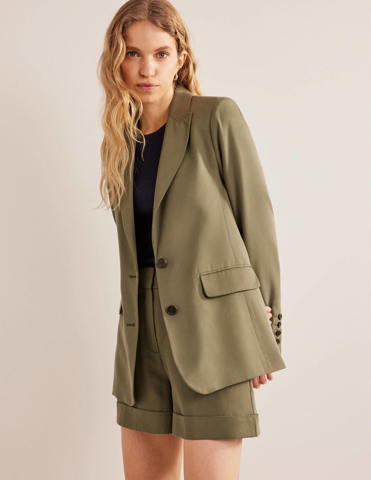 Tencel Relaxed Blazer-Washed Khaki-4