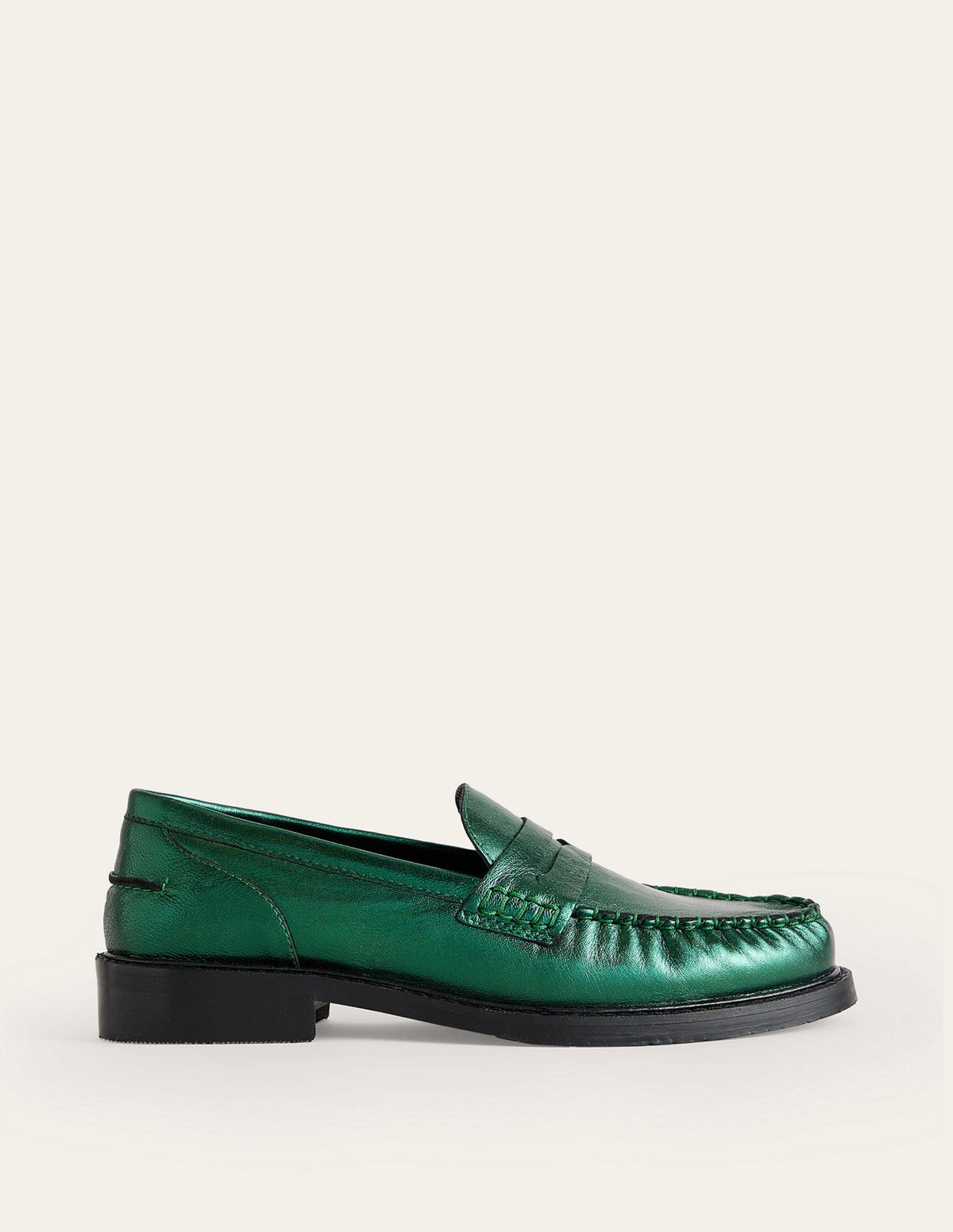 Klassische Mokassin-Loafer-Wintergrün Metallic-Leder - Image 2