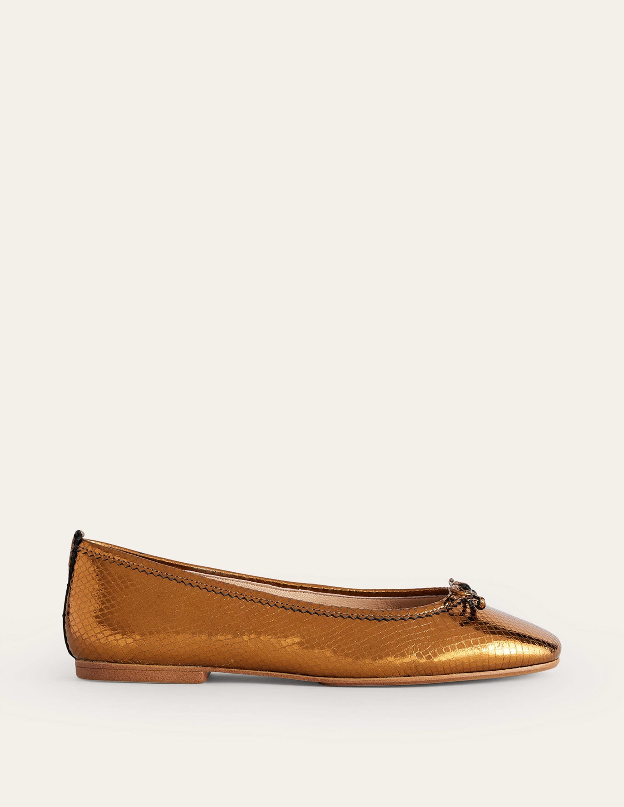 Kitty Flexi Sole Ballet Pumps-Bronze Metallic Snake - Image 2