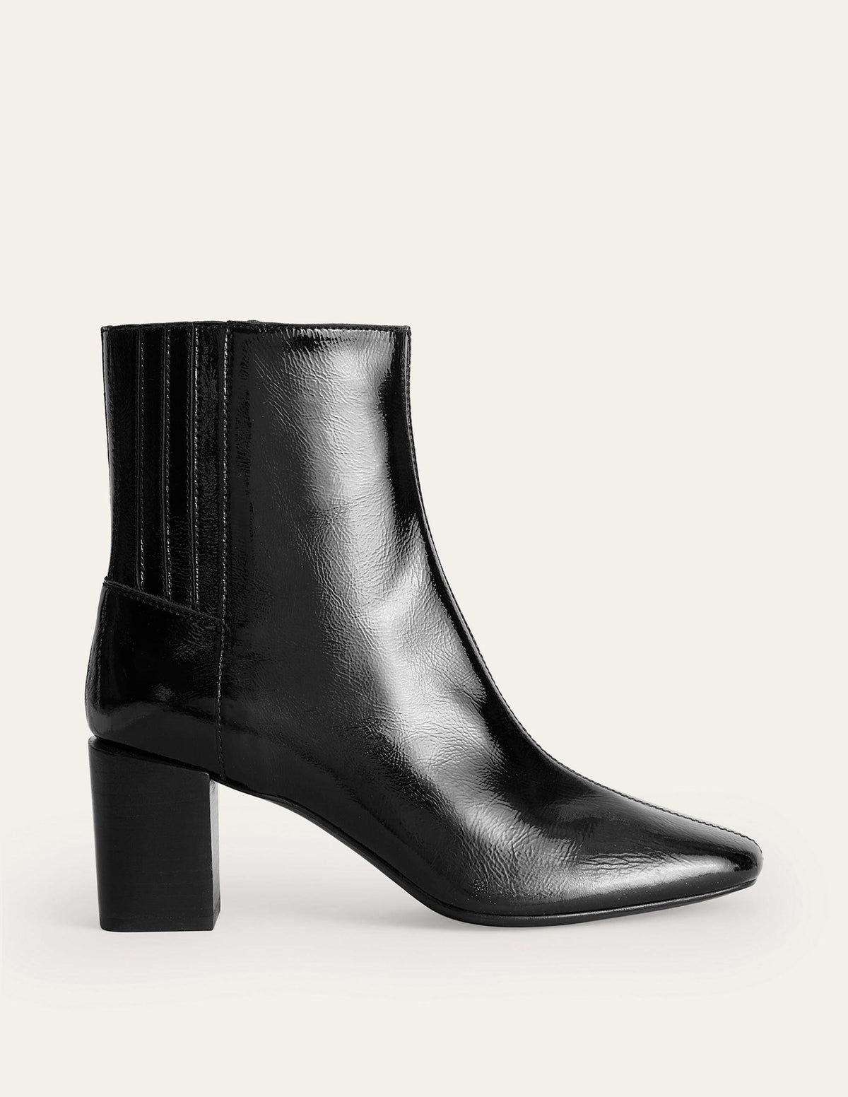 Block-Heel Leather Ankle Boots-Black Patent-3