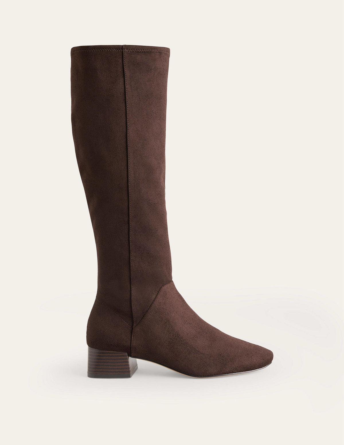 Kniehohe Stretchstiefel mit flacher Sohle-Mahagoni - Image 2
