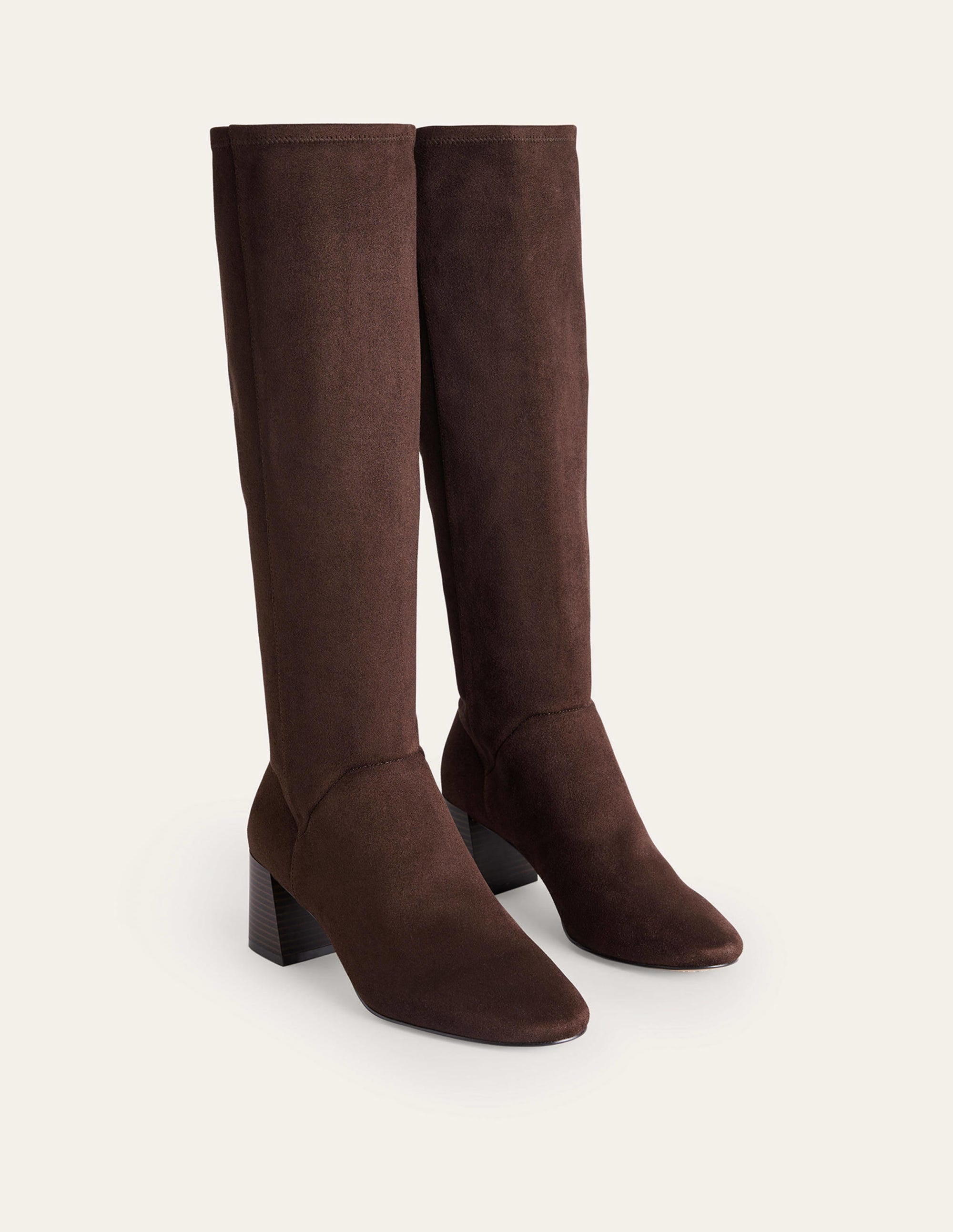 Kniehohe Stretchstiefel mit Absatz-Mahagoni - Image 3