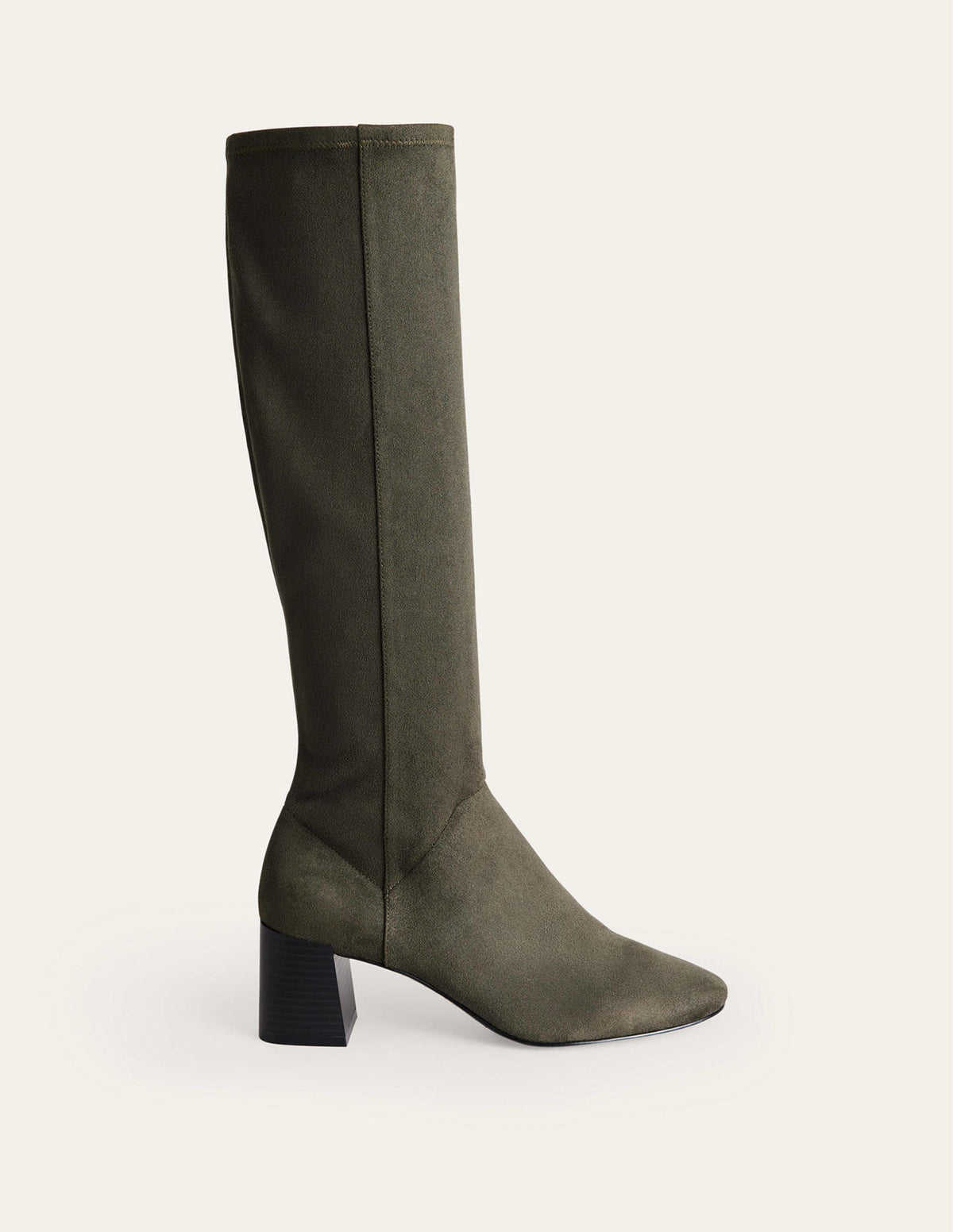 Kniehohe Stretchstiefel mit Absatz-Dunkles Moosgrün - Image 2