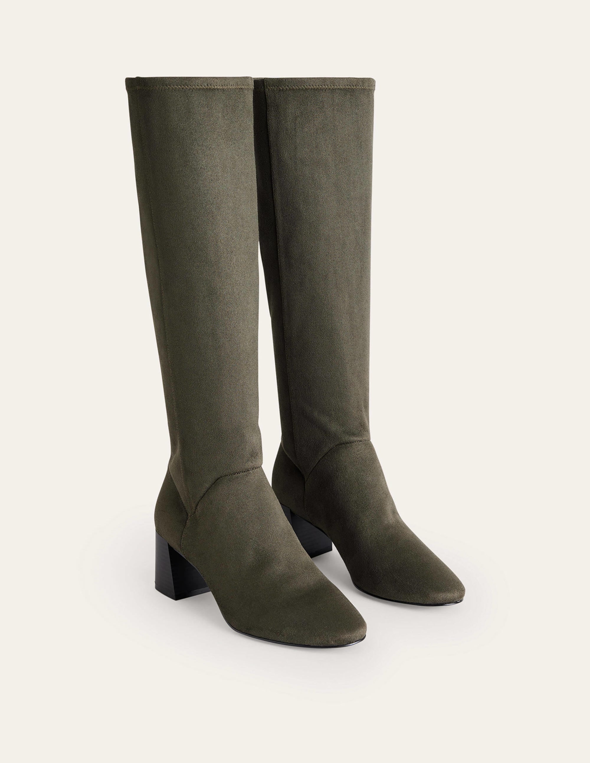 Kniehohe Stretchstiefel mit Absatz-Dunkles Moosgrün - Image 3
