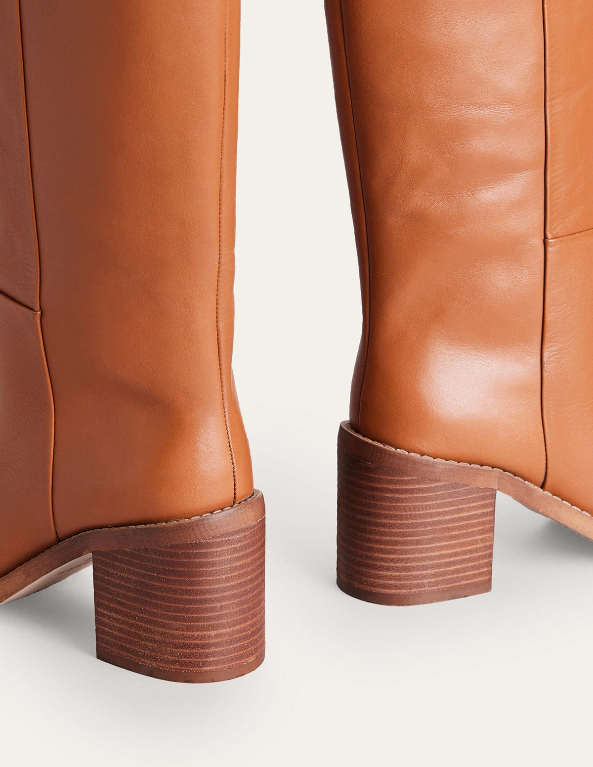 Bottes droites hauteur genou en cuir-Miel - Image 5