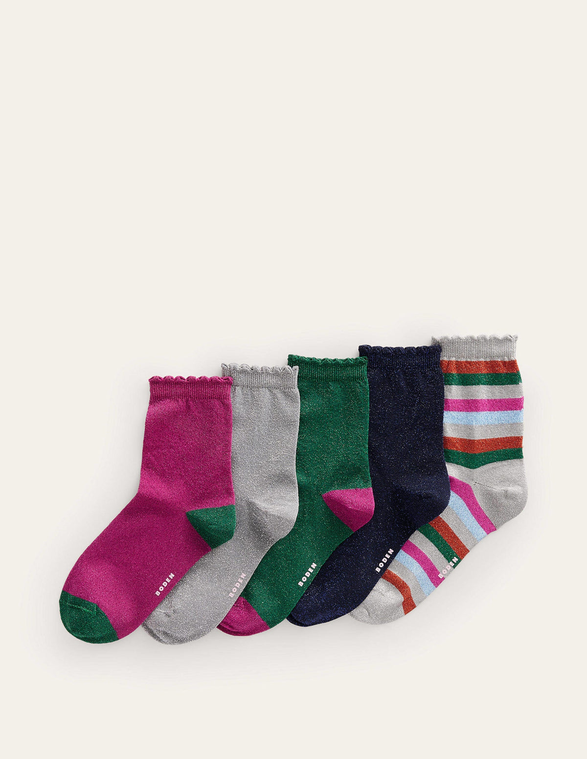 Glitzernde Knöchelsocken im 5er-Pack-Metallic-Bunt-1