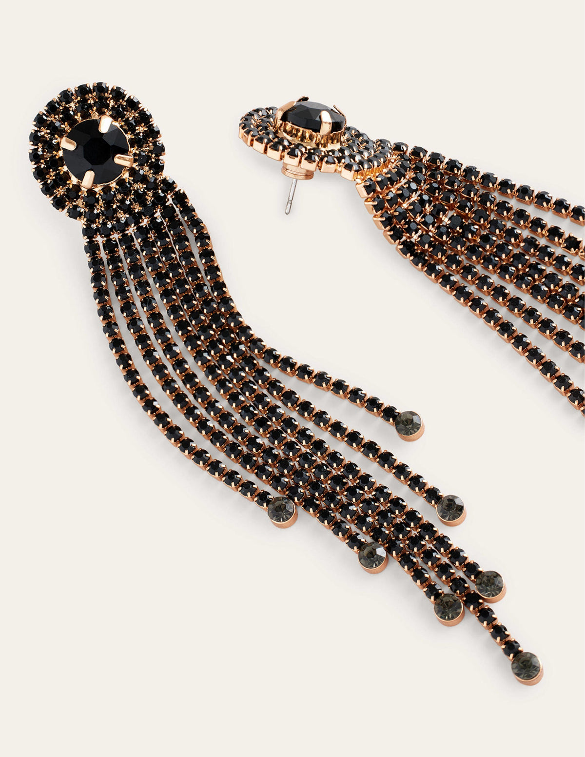 Boucles d'oreilles ornementées à franges-Noir - Image 3