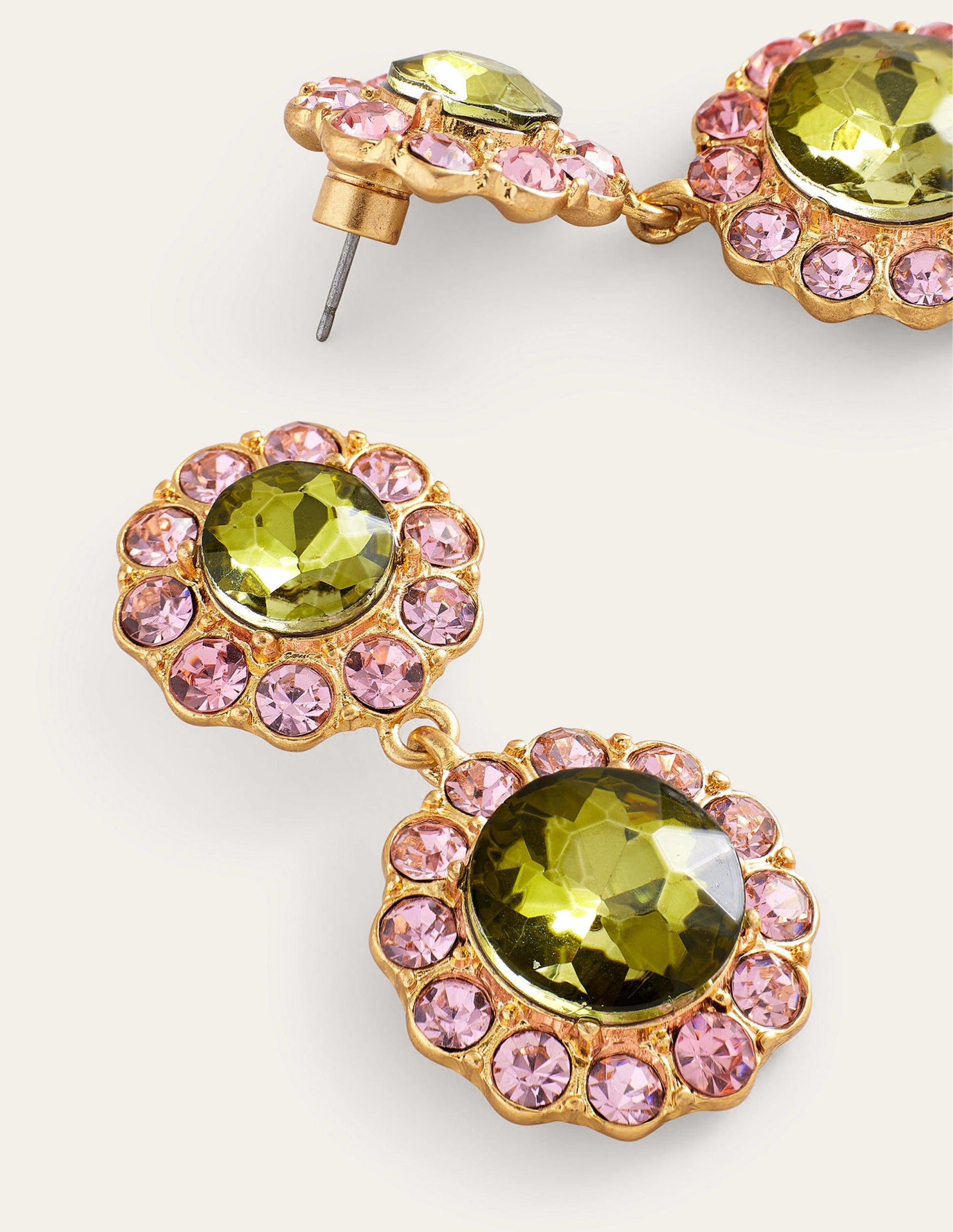 Boucles d'oreilles à fleurs ornementées-Vert-3