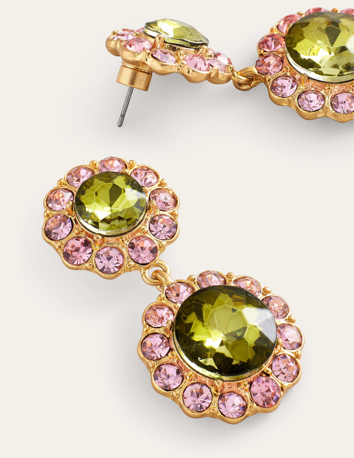 Boucles d'oreilles à fleurs ornementées-Vert - Image 3