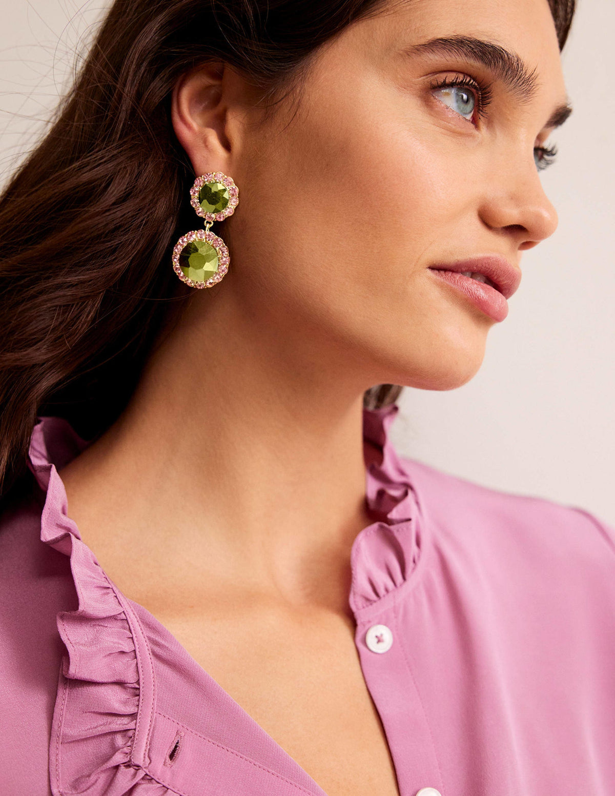 Boucles d'oreilles à fleurs ornementées-Vert - Image 1