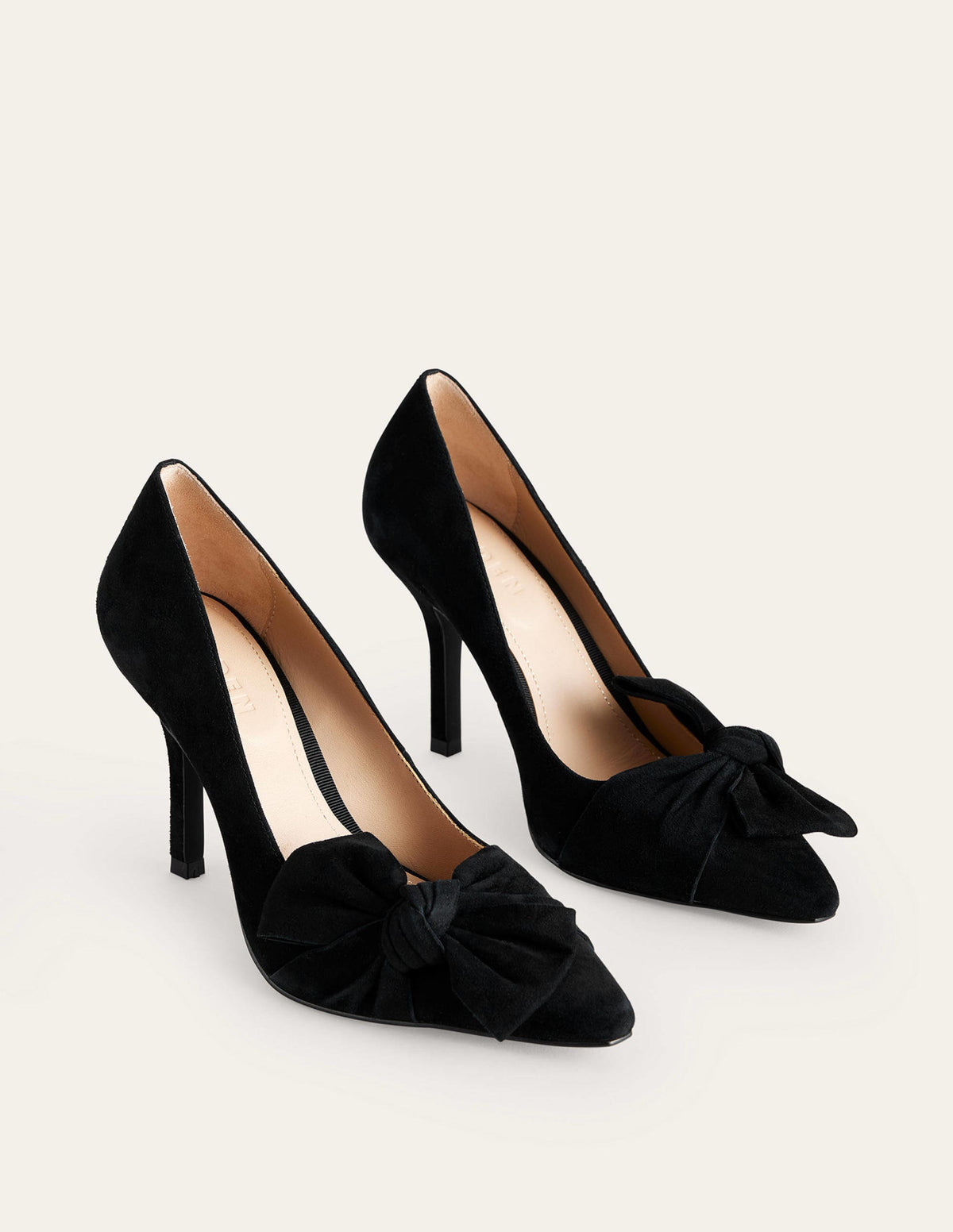 Pumps mit Wildleder-Schleife-Schwarz, Veloursleder-3