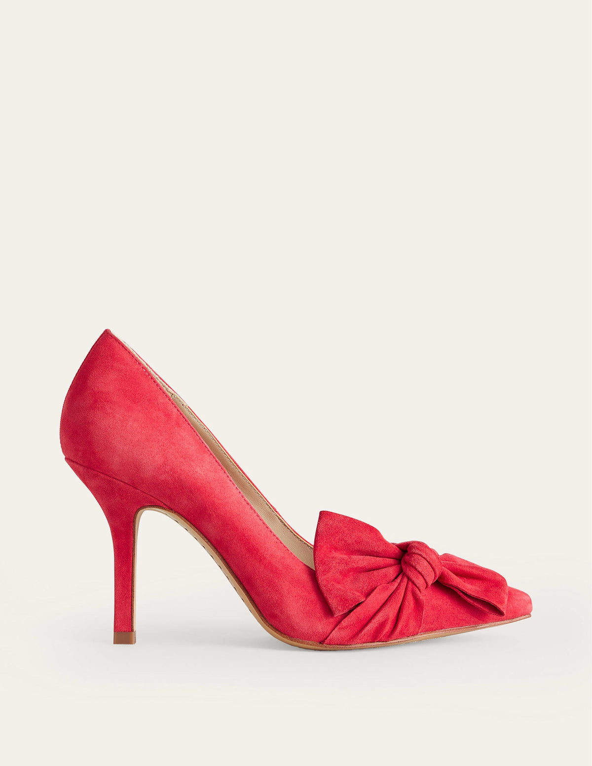 Suede-Bow Heeled Courts-Red Suede-2